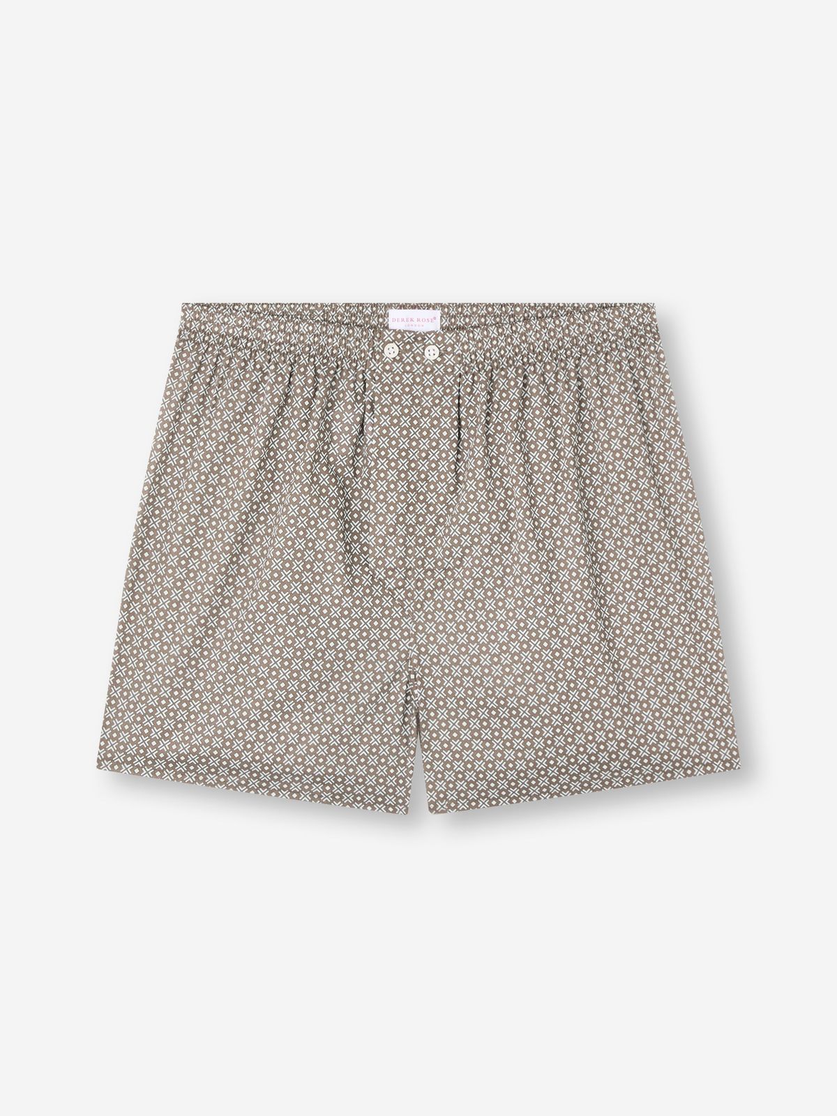 Ledbury Cotton Batiste Classic Fit Boxers Taupe London Geo Cross