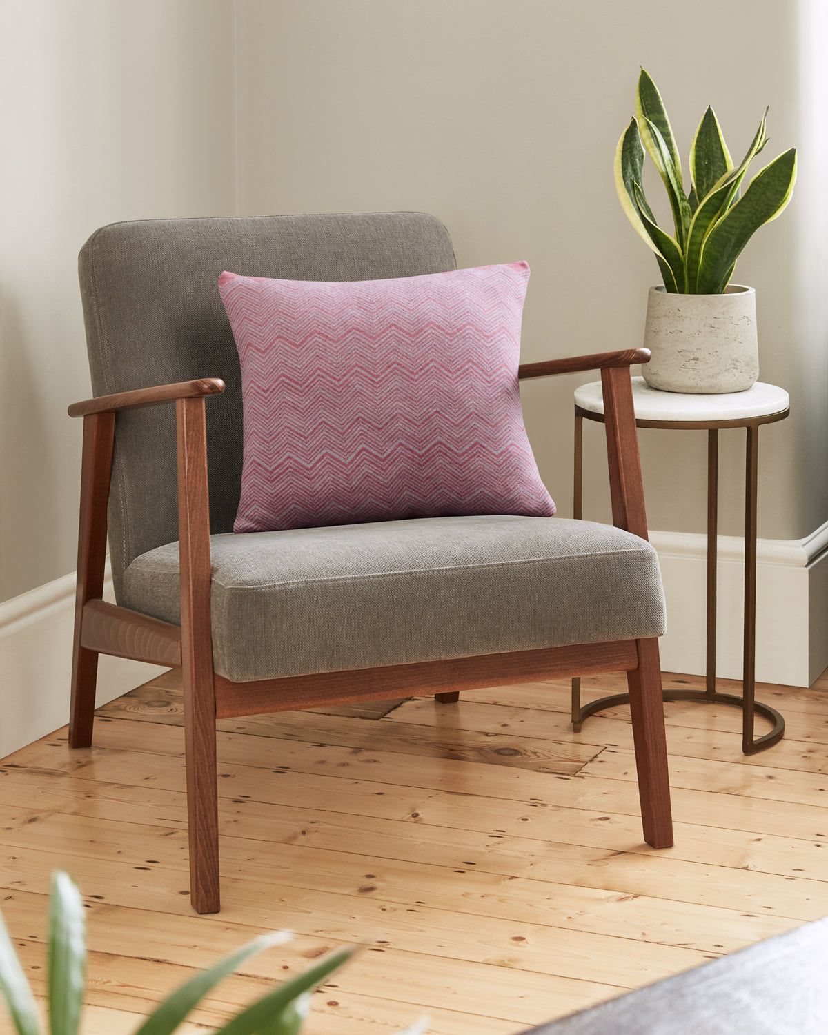 ZigZag Candy Pink and Pearl Grey Cushion