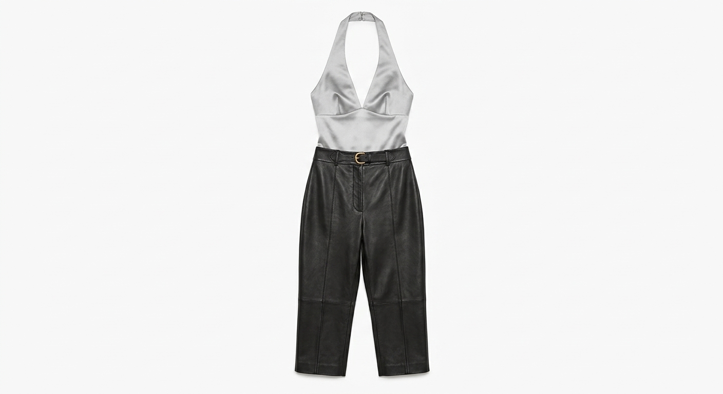 Pearl White Silk Scoop Neck Vest