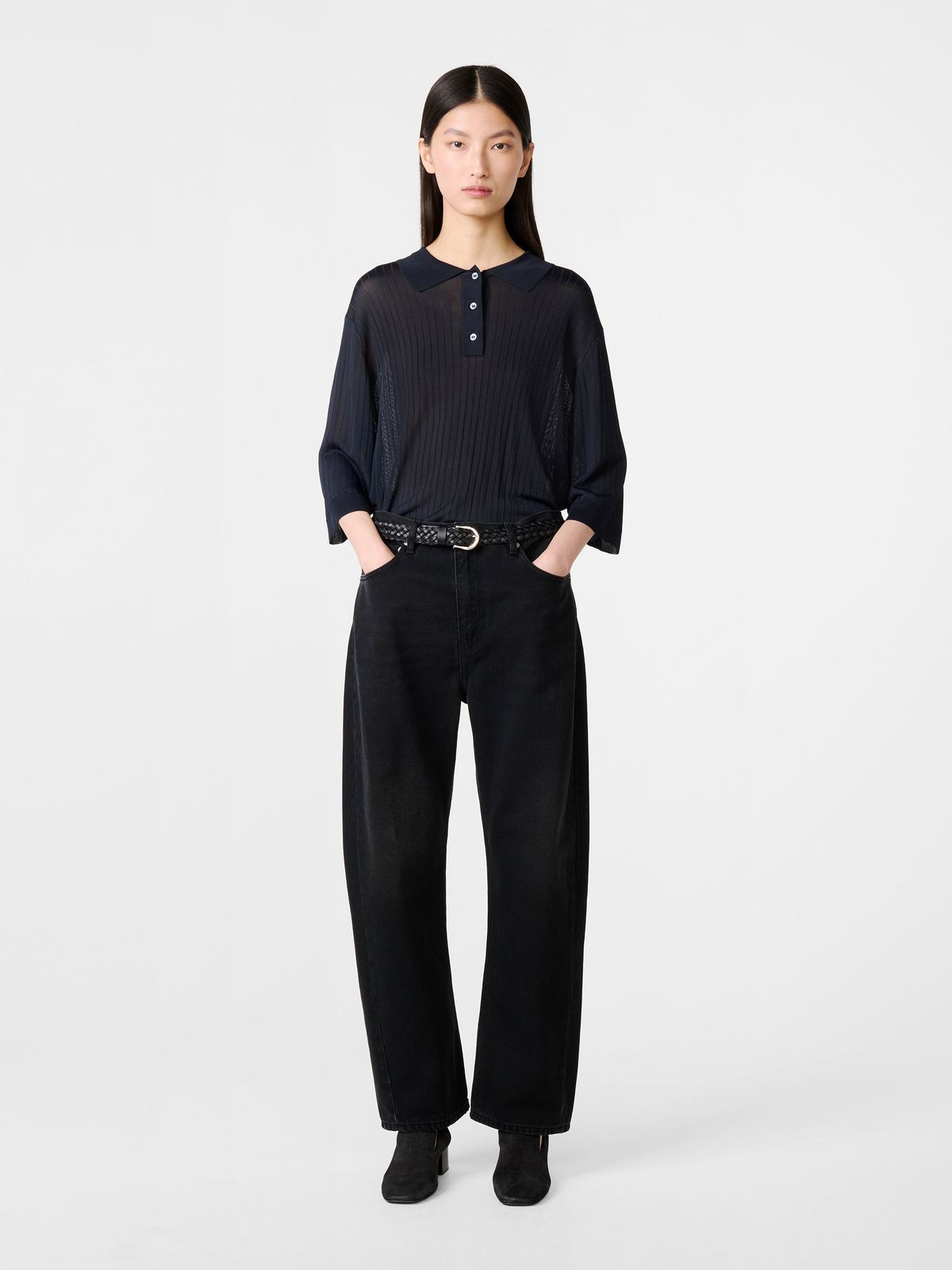 Denjo Straight Leg Denim Pant in Washed Black