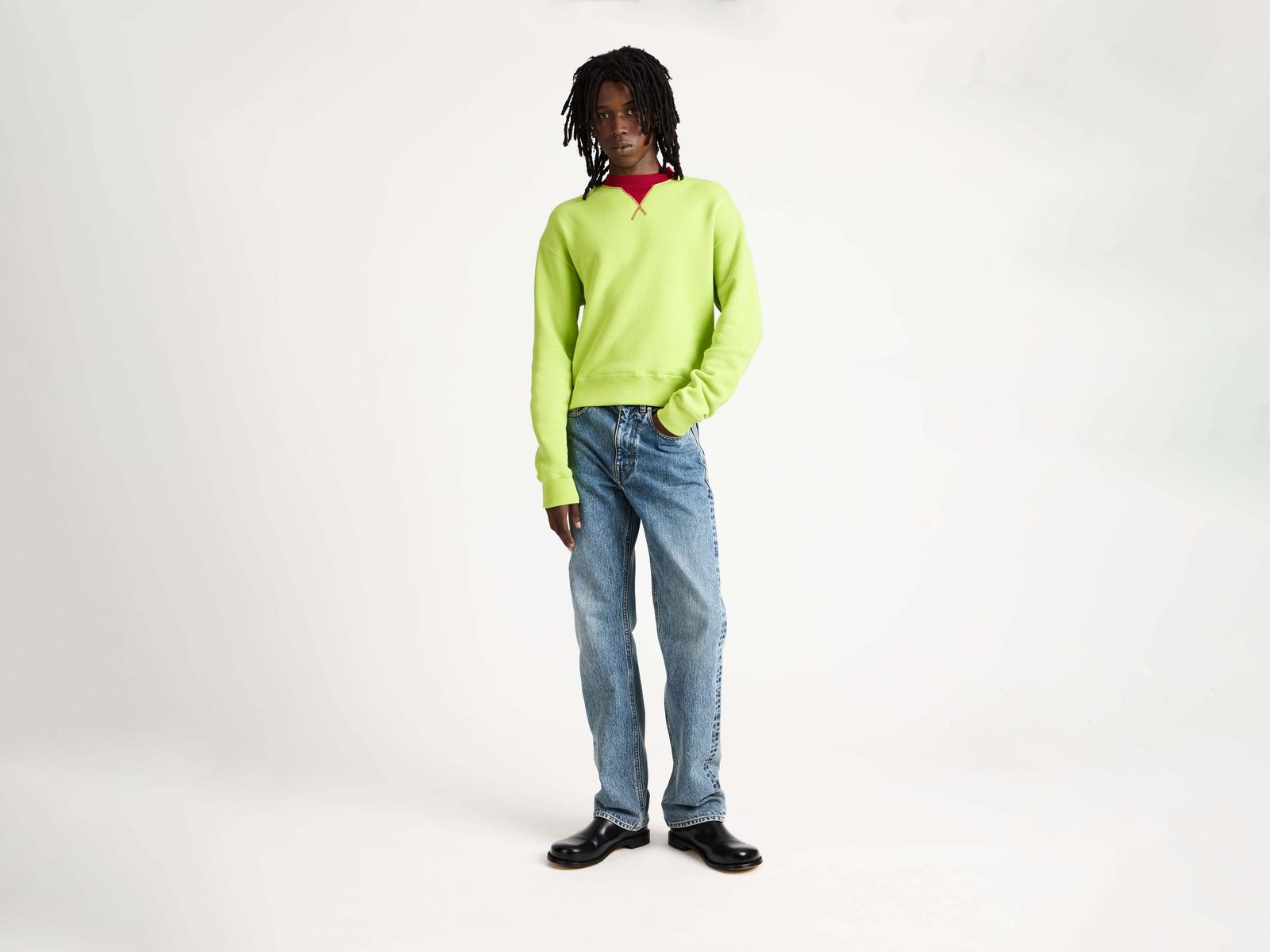 CL_CONTRAST COLLAR SWEATSHIRT - ECRU/NAVY_JW0280PG1901