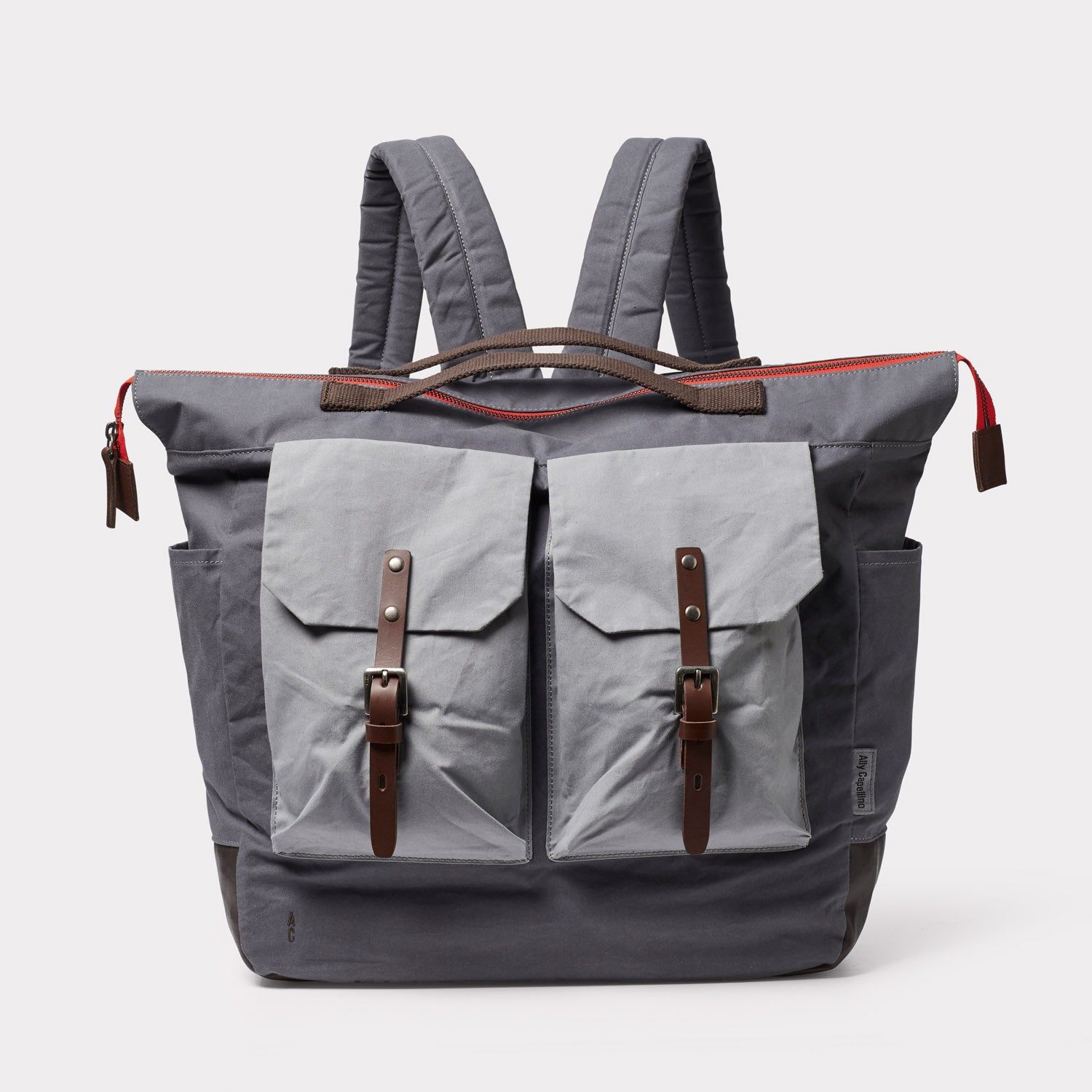 Frank Large Waxed Cotton Backpack in Tarmac