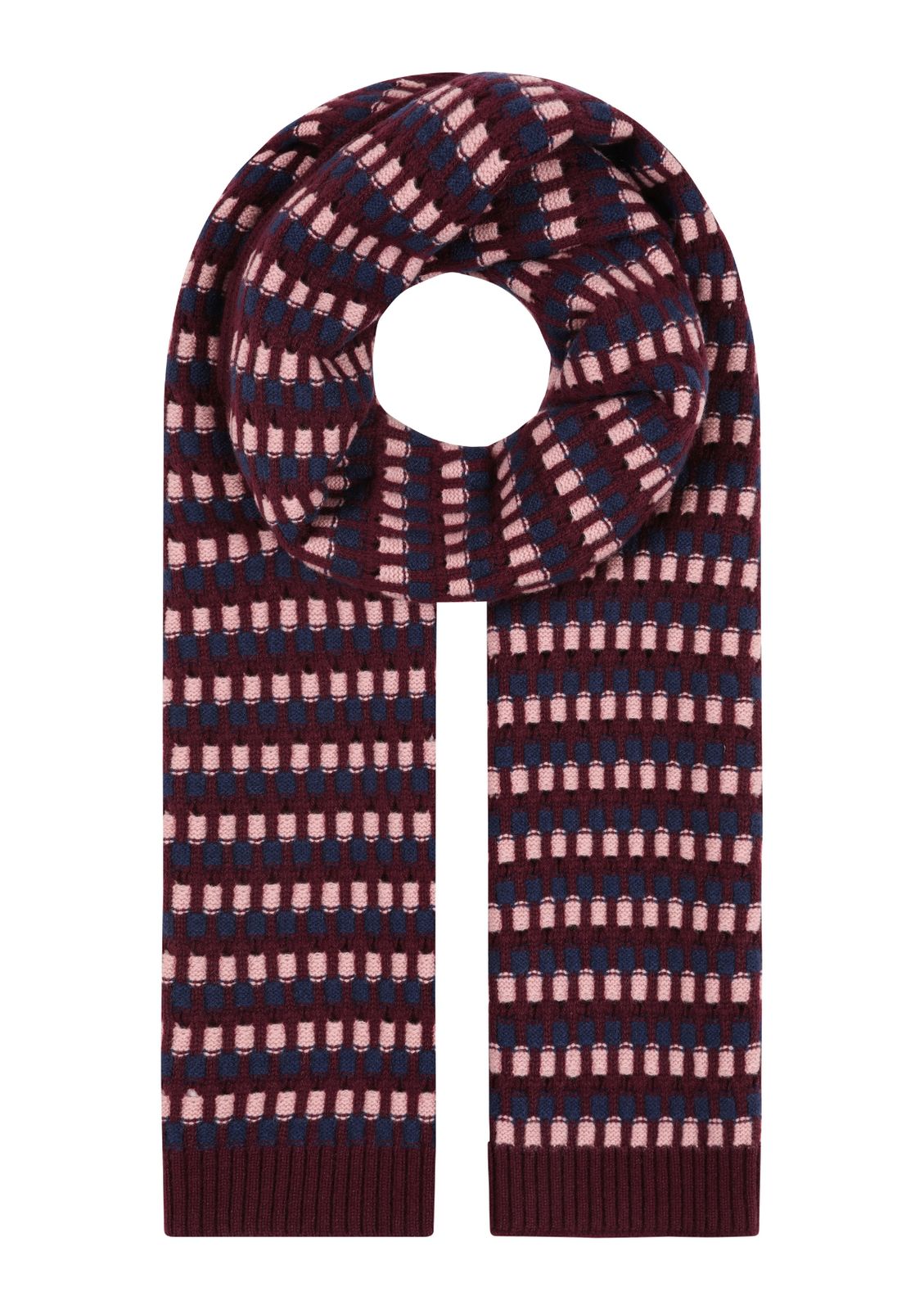 Textured Scarf In Clay, Celestial & Barolo Red