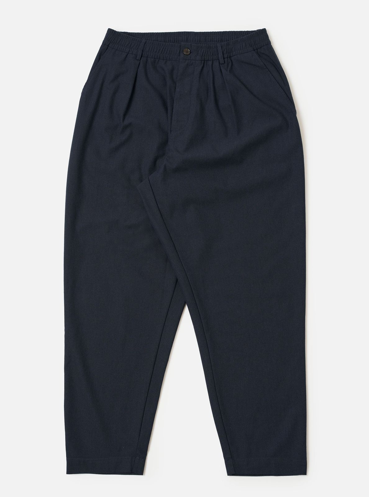 Navy Valencia Cotton Pleated Track Pant