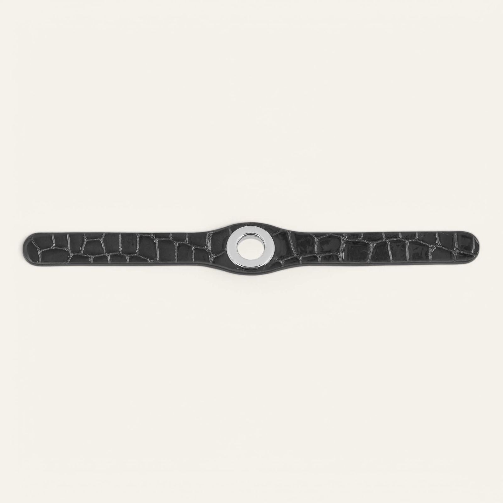 Deco Classic | Black Patent Croc with Silver hardware