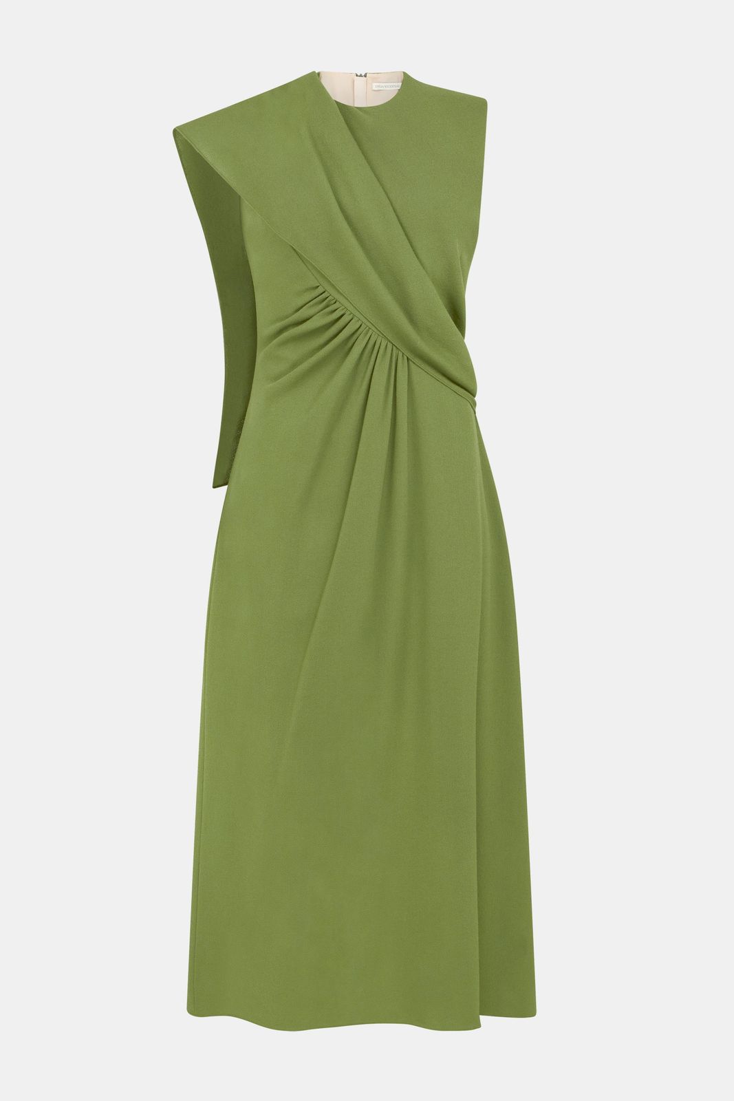 Tidus Dress In Olive Single Wool Crepe