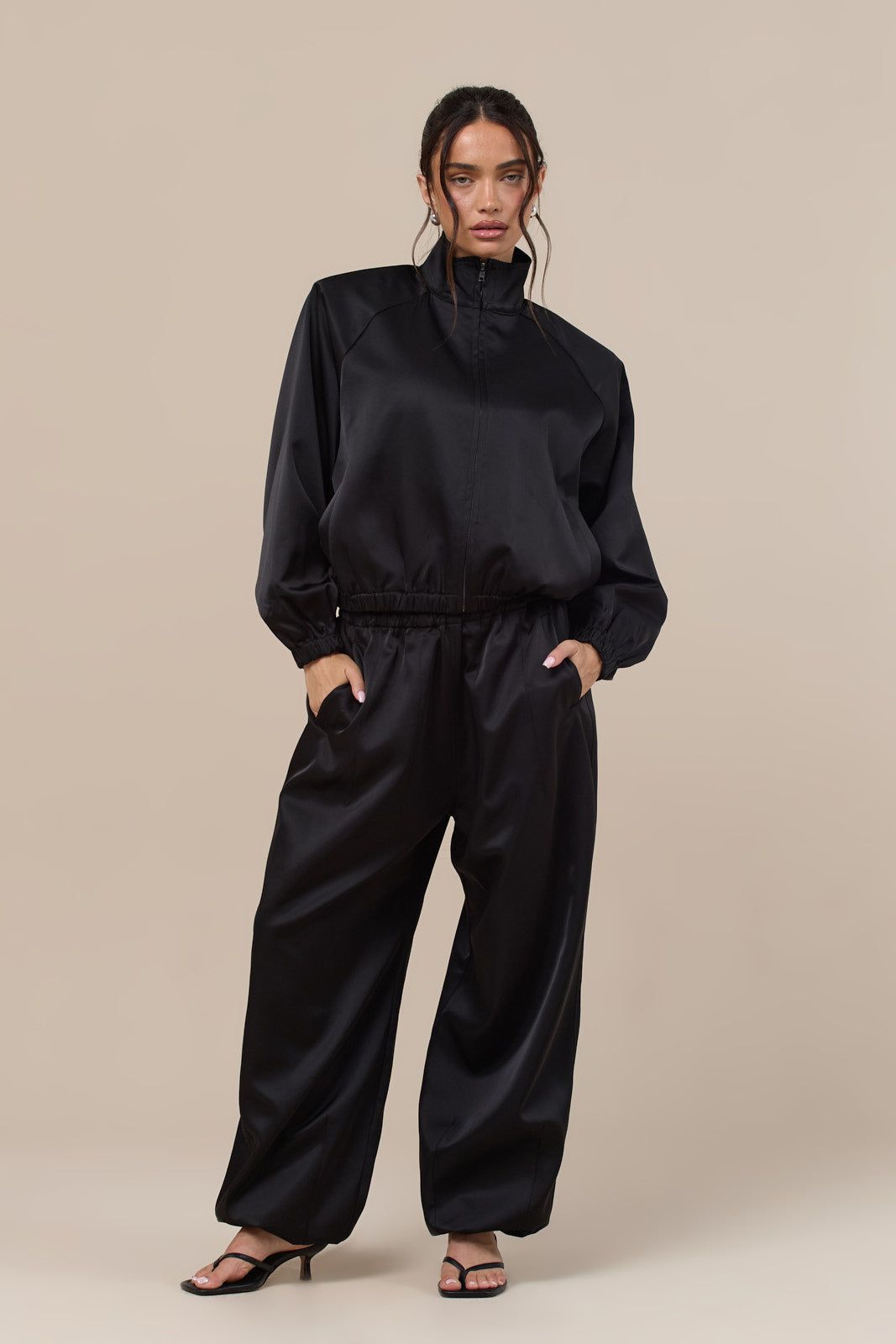 ROUX OVERSIZED SATIN TROUSERS | BLACK
