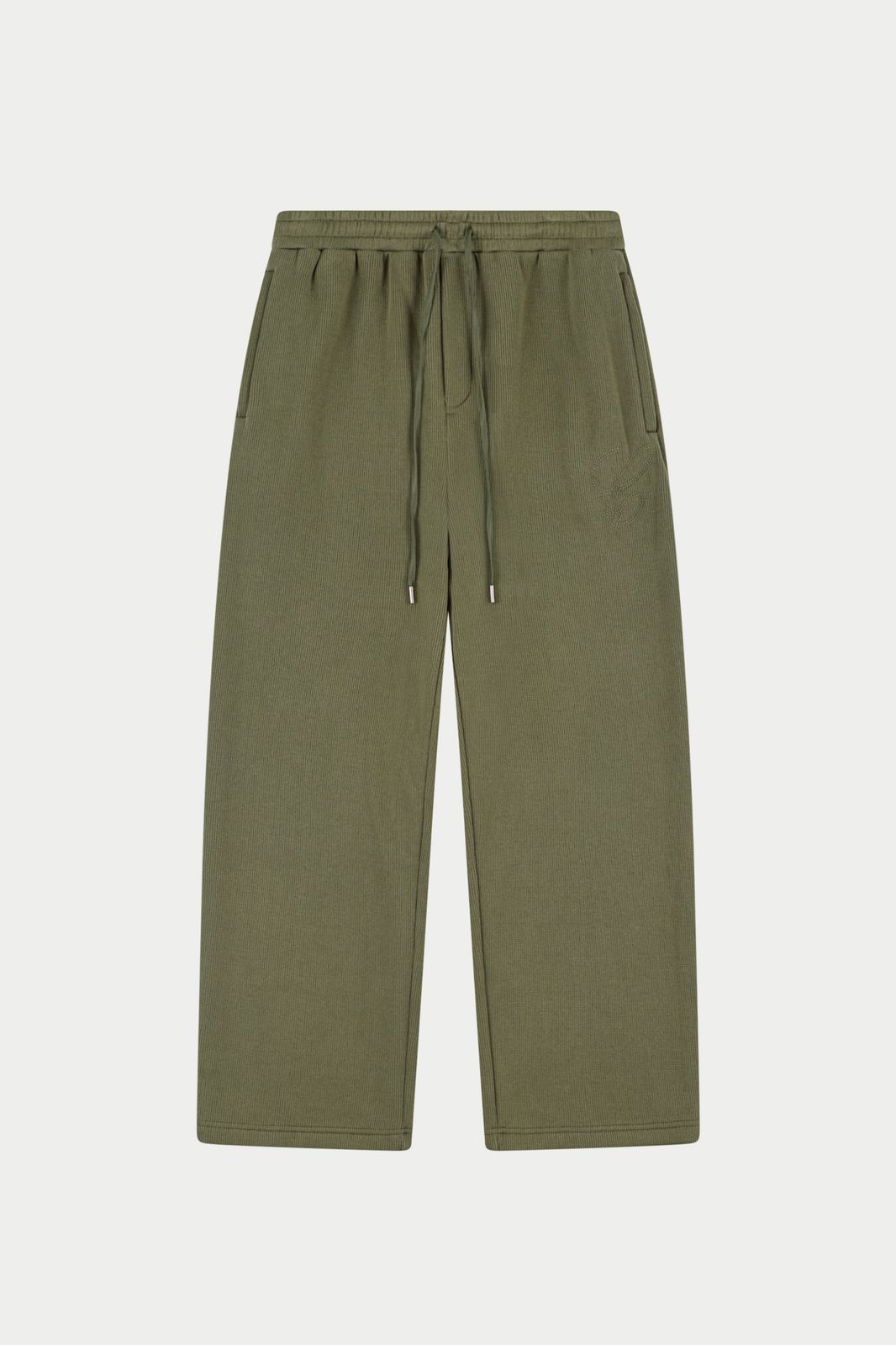 KNIT CONTRAST DRAWCORDS RELAXED JOGGERS - KHAKI