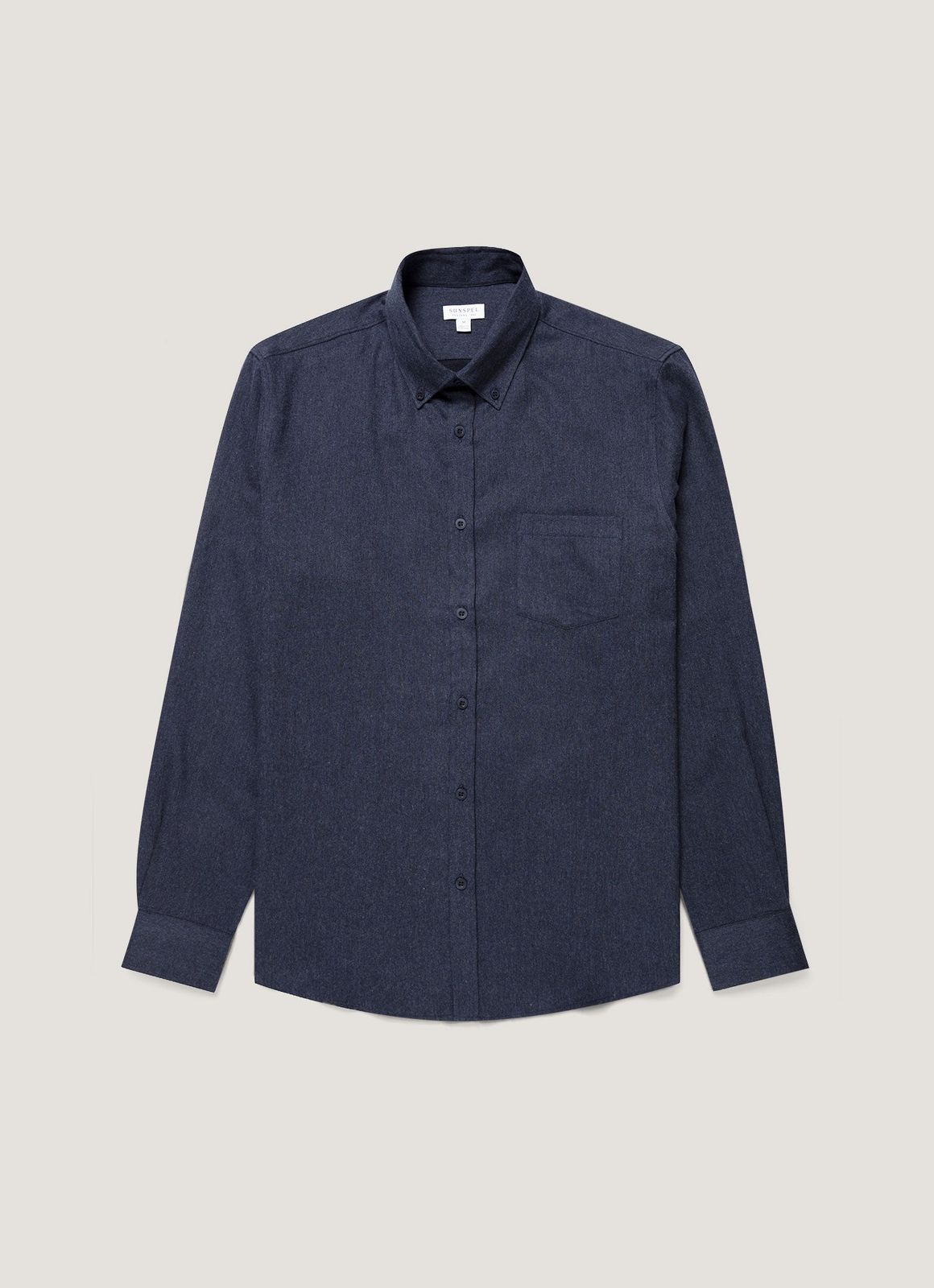 Men's Button Down Flannel Shirt in Navy Melange