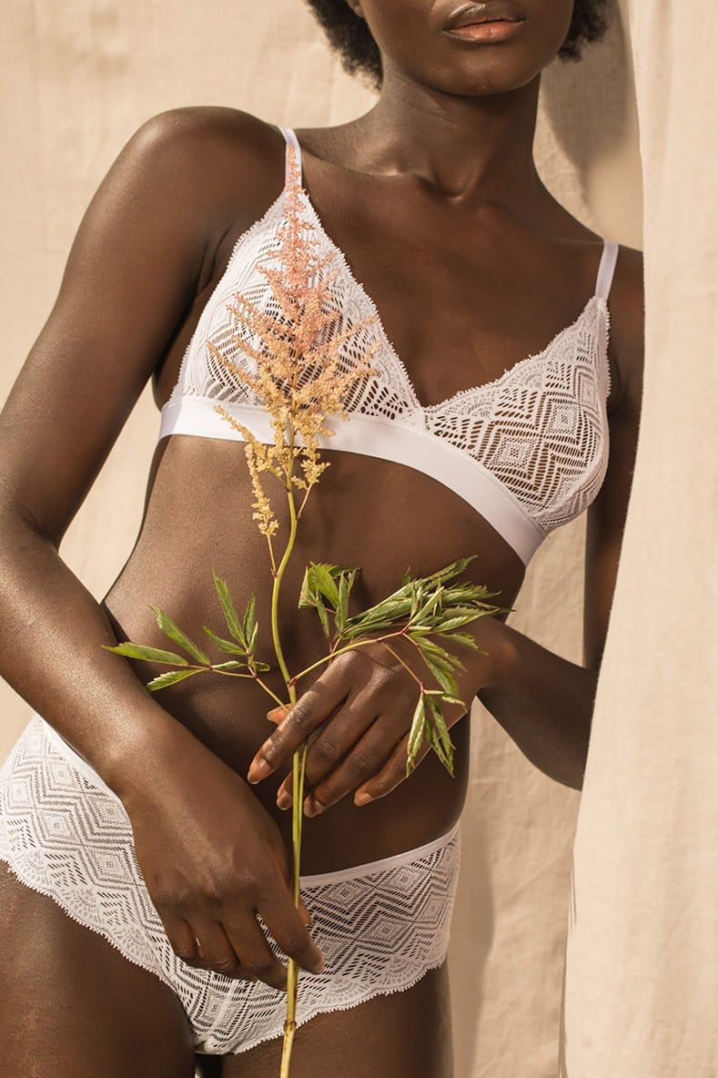 Dawa | Recycled Lace Triangle Bra | White