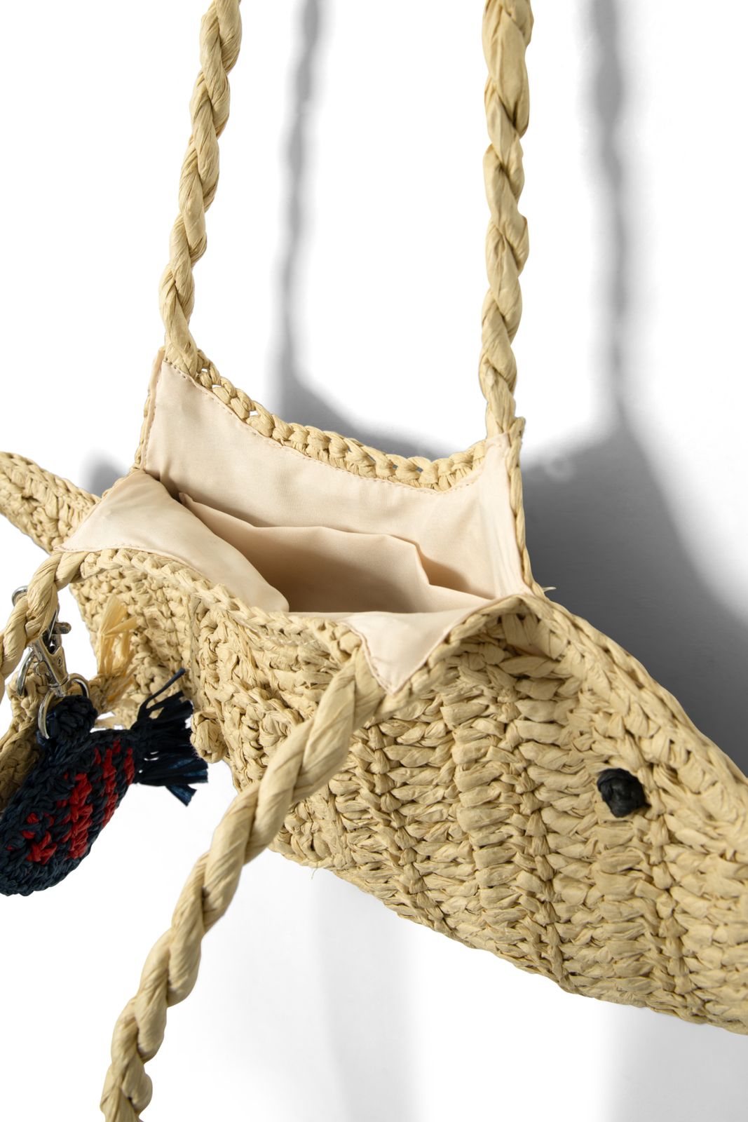 Fish Bag With Bag Charm - Natural