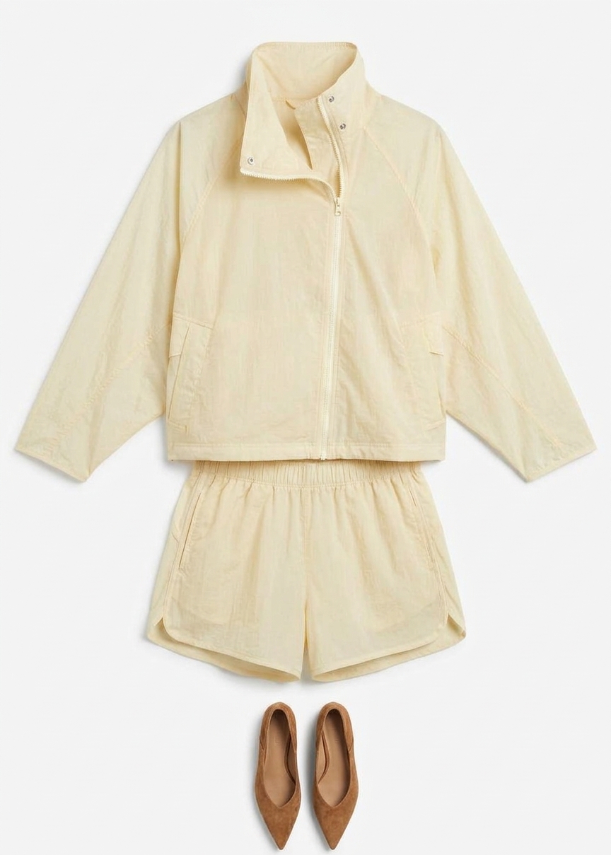 Bicos Sheer Track Jacket - Pale Yellow