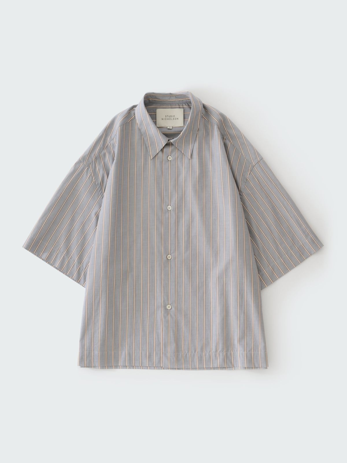 Sanko Short Sleeve Shirt In Grey / Brown Stripe