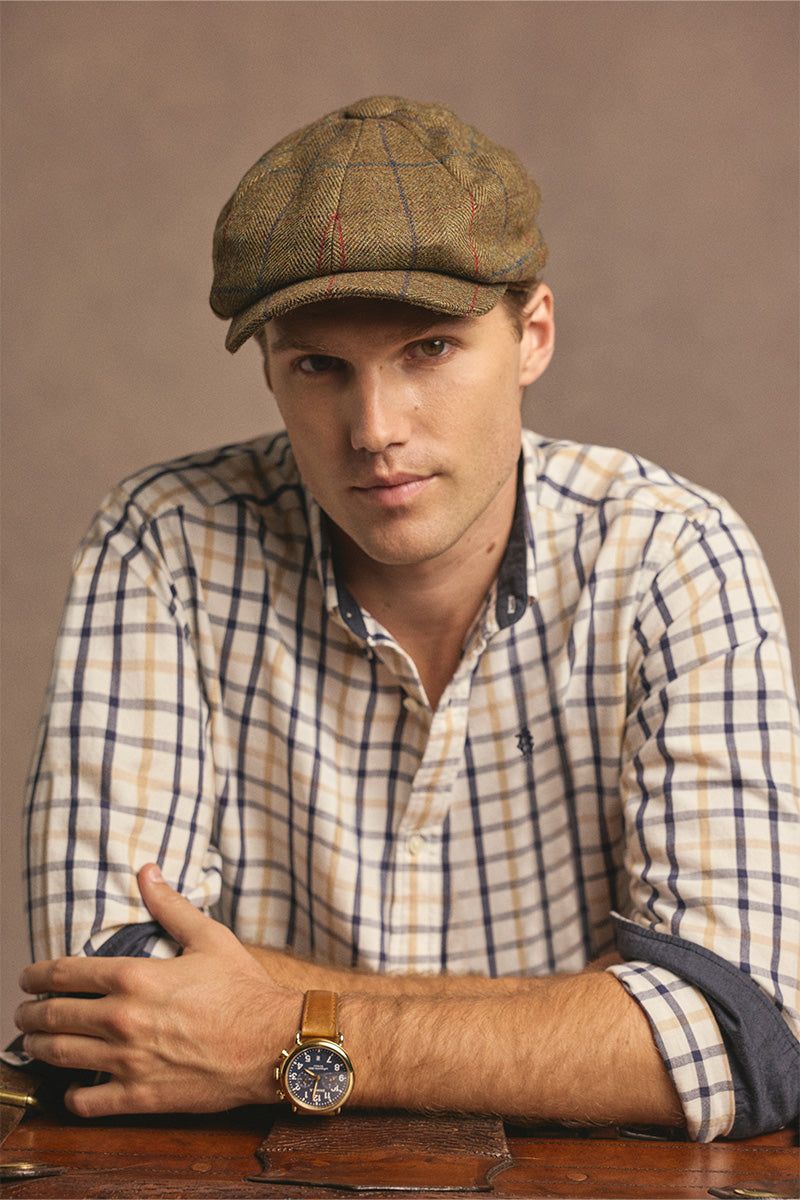 Men's Relaxed Fit Button Down Shirt (Large Scale Navy Check)
