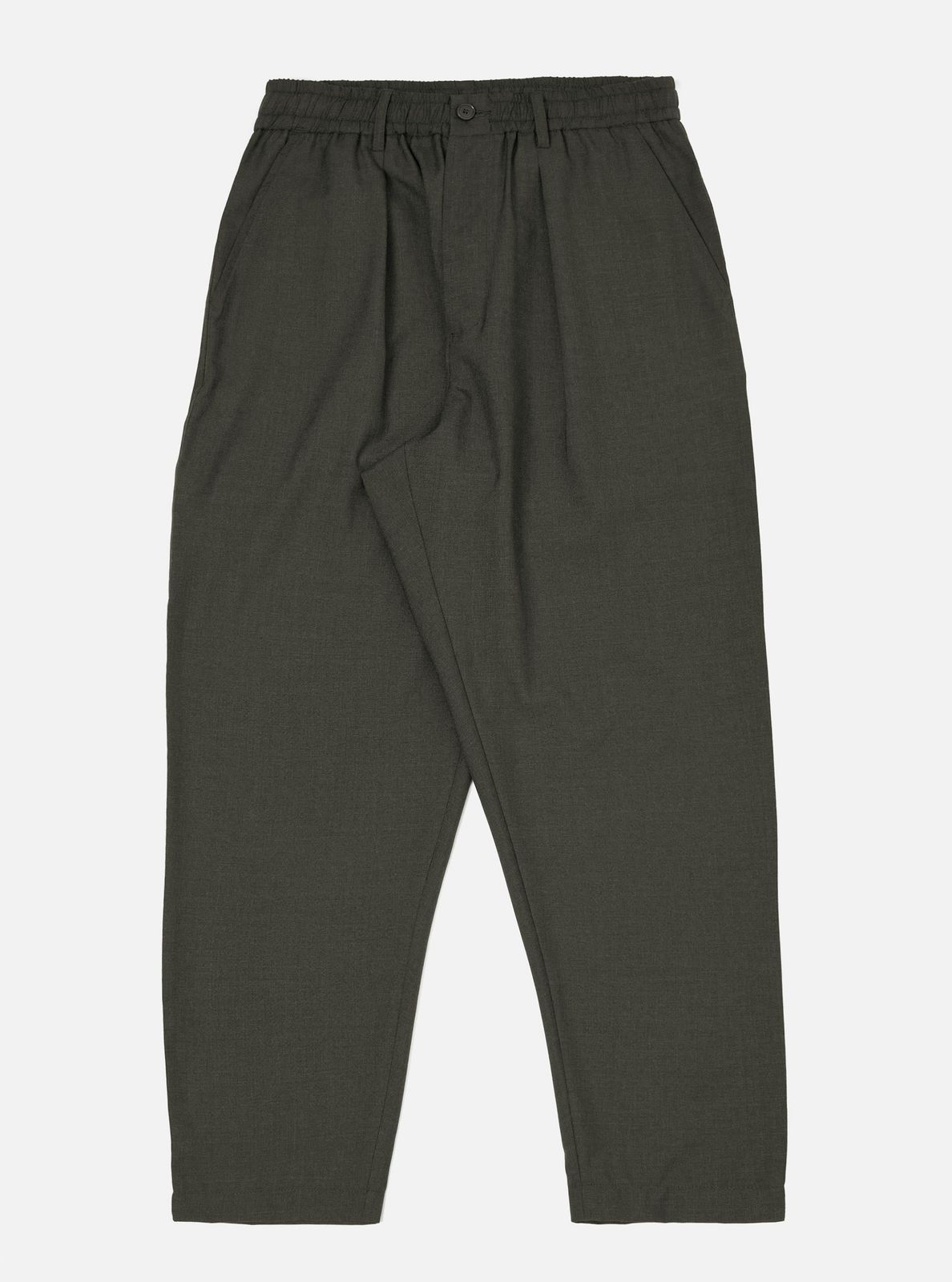 Olive Marl Tropical Suiting Pleated Track Pant