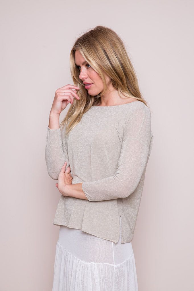 Debora Wide Neck Lurex Top