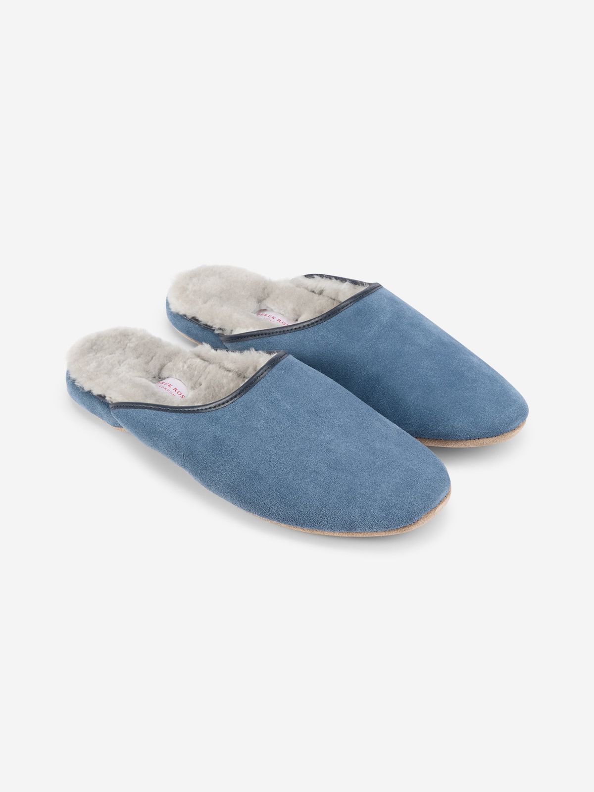 Douglas Suede & Sheepskin Mule Slippers Blue