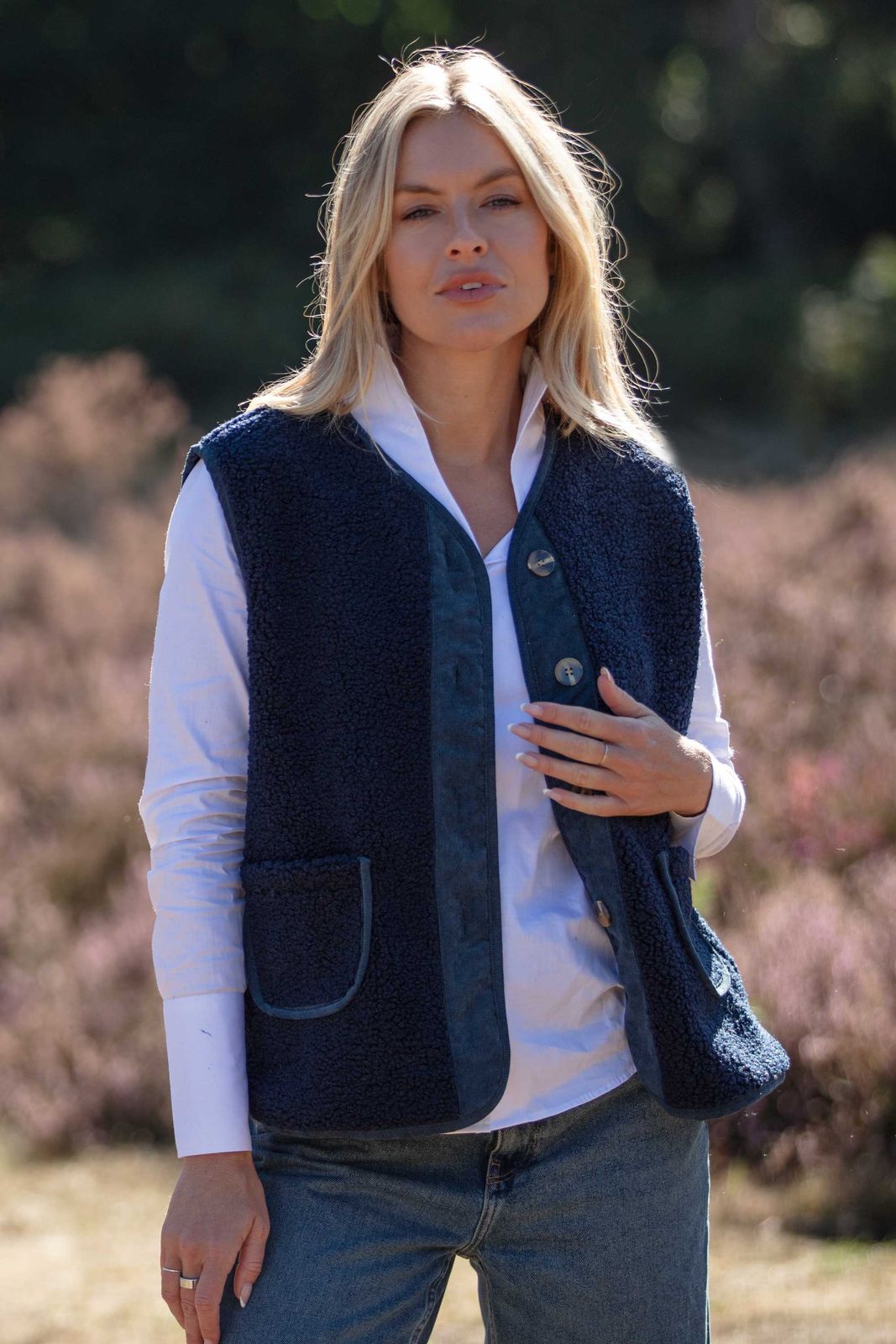 Fleece Gilet In Navy