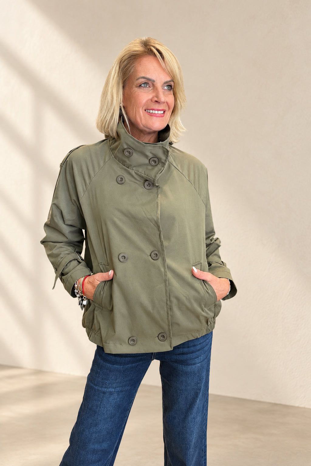 Funnel Neck Trench Jacket