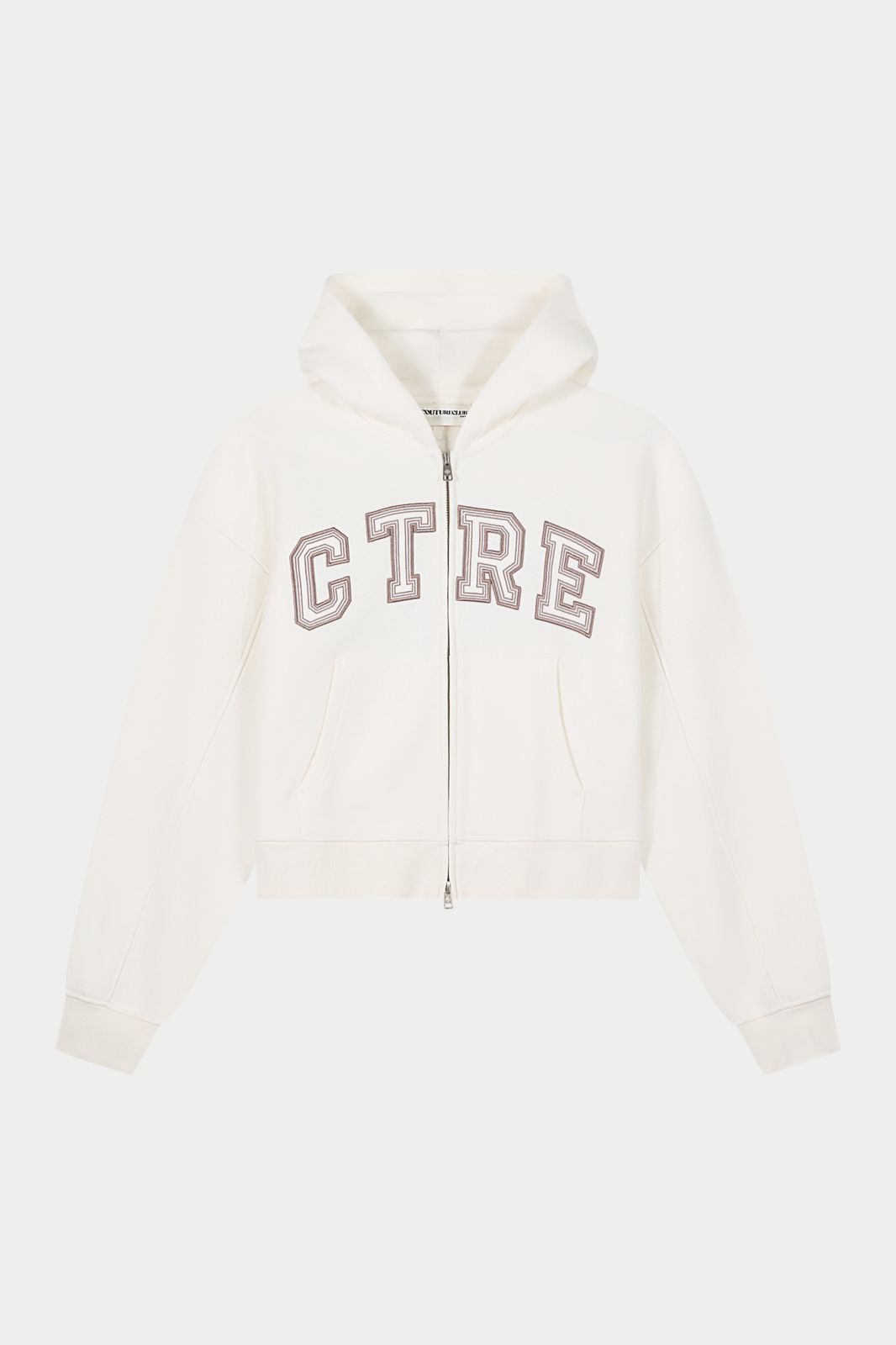 CTRE APPLIQUE ZIP THROUGH HOODIE - OFF WHITE