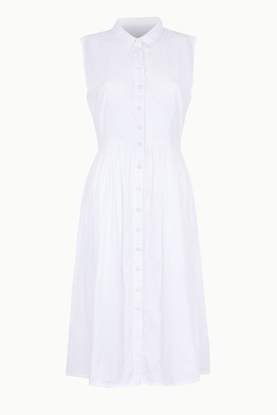 The Kōr Shirt Dress White Dobby made from Deadstock Fabrics