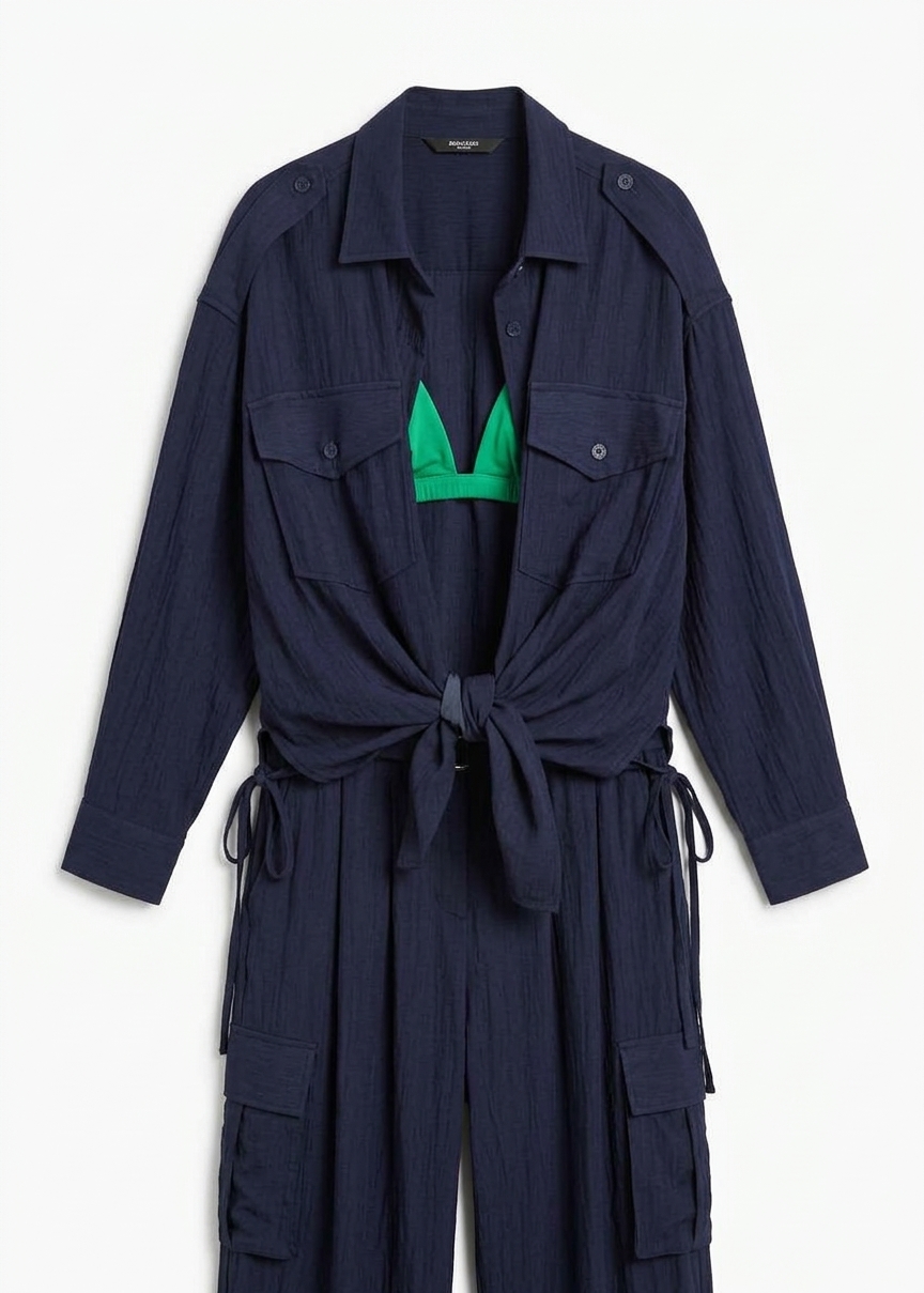 Trevi Textured Cargo Shirt - Navy