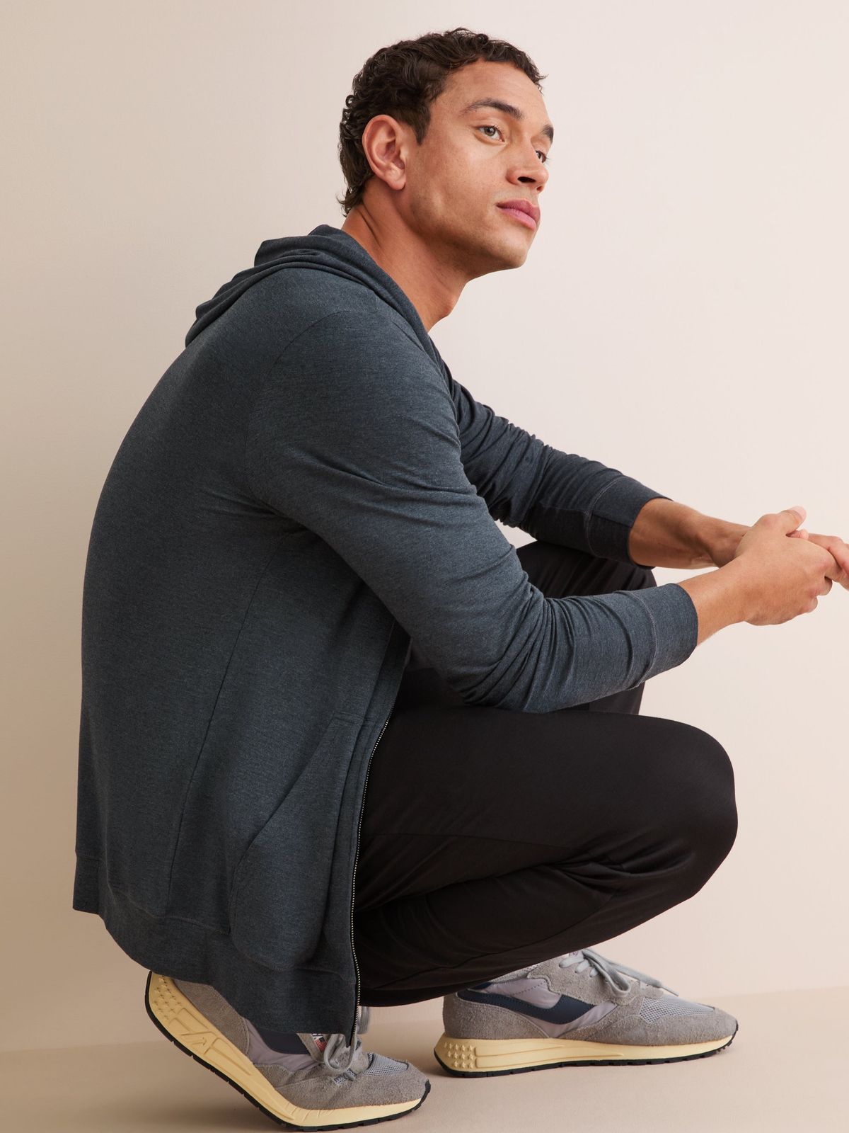 Marlowe Micro Modal Zip Up Hoodie Anthracite Grey
