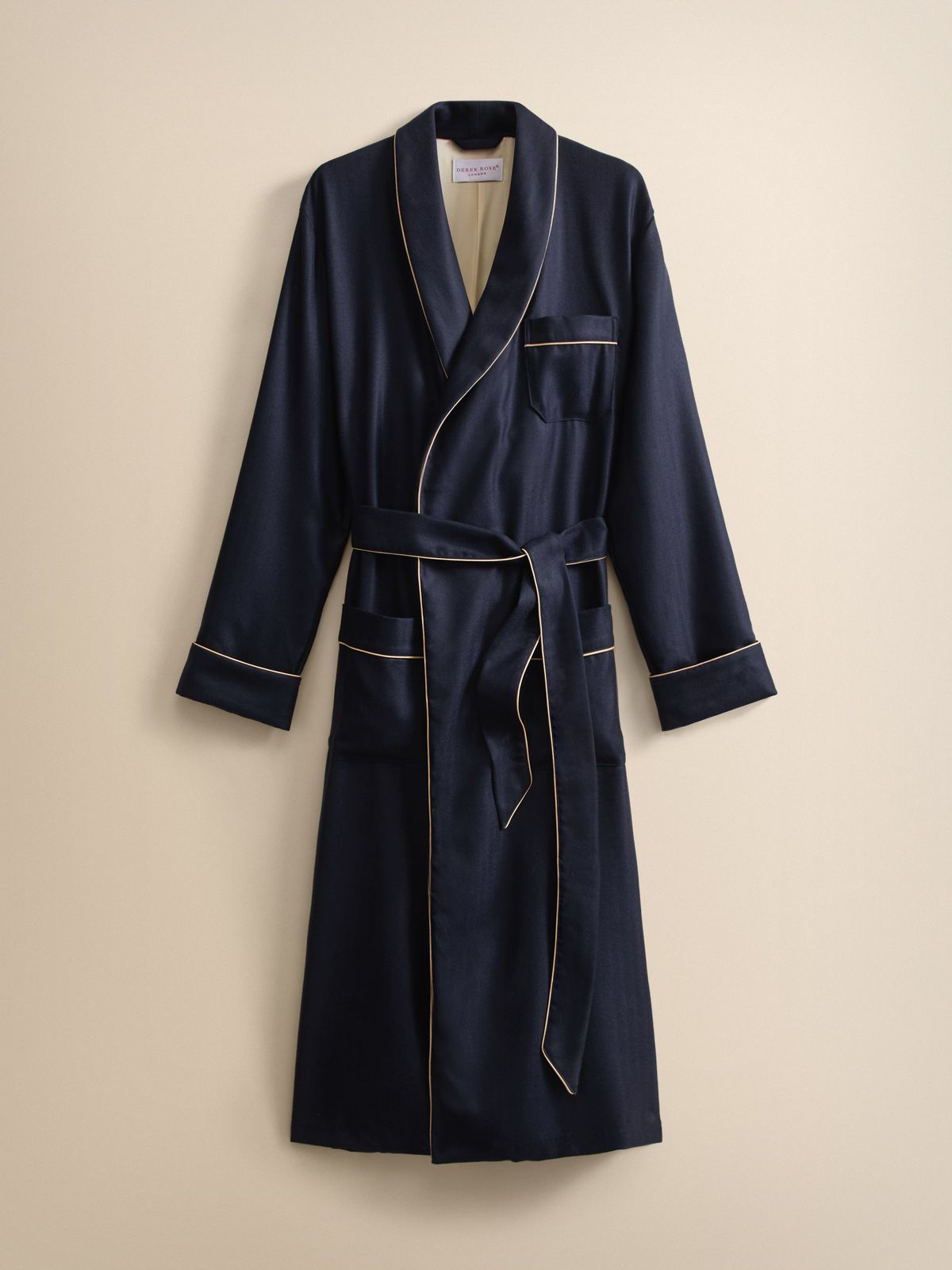 Duke Cashmere Dressing Gown Navy Blue