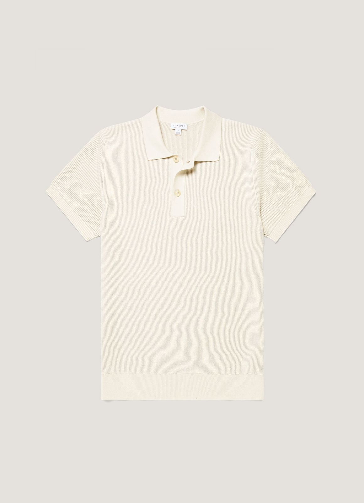 Men's Contrast Rib Polo Shirt in Ecru