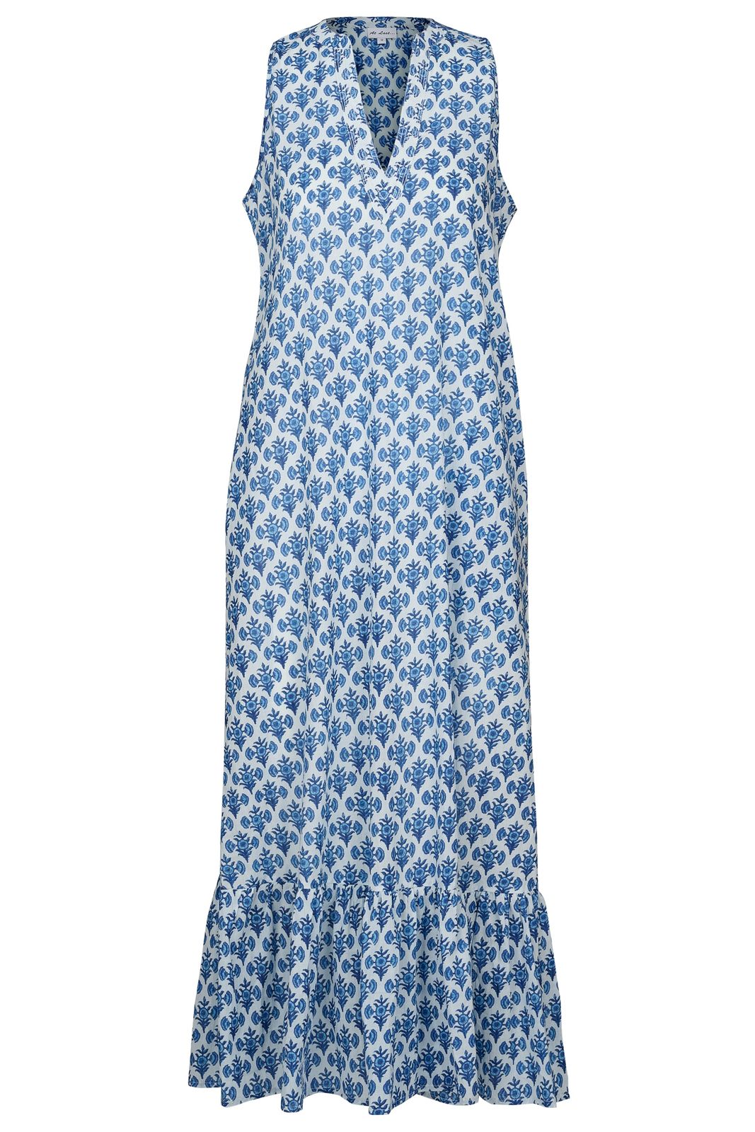 Cotton Lombock Midi Dress In Blue Thistle