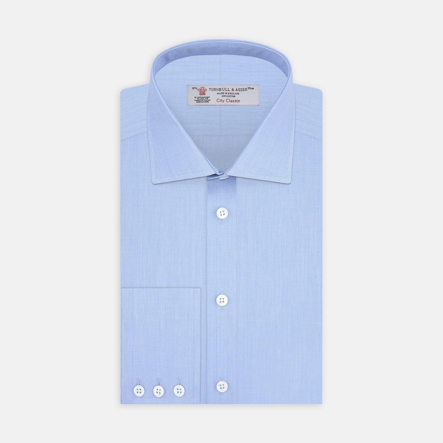 Light Blue End On End Shirt With Regent Collar & 3 Button Cuffs