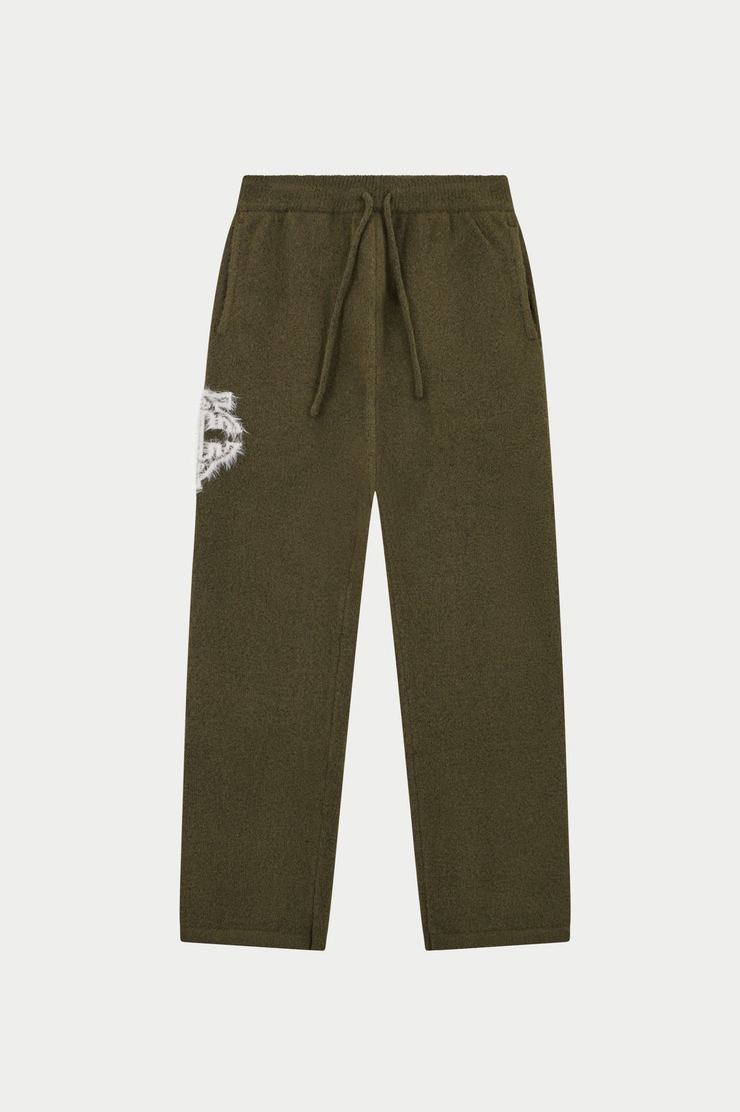 MONOGRAM FLUFFY KNIT JOGGERS - KHAKI