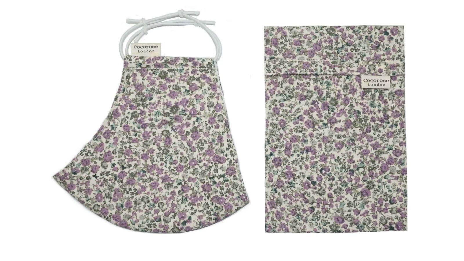 Cotton Face Mask with Filter Pocket and Pouch - Laura Lavender