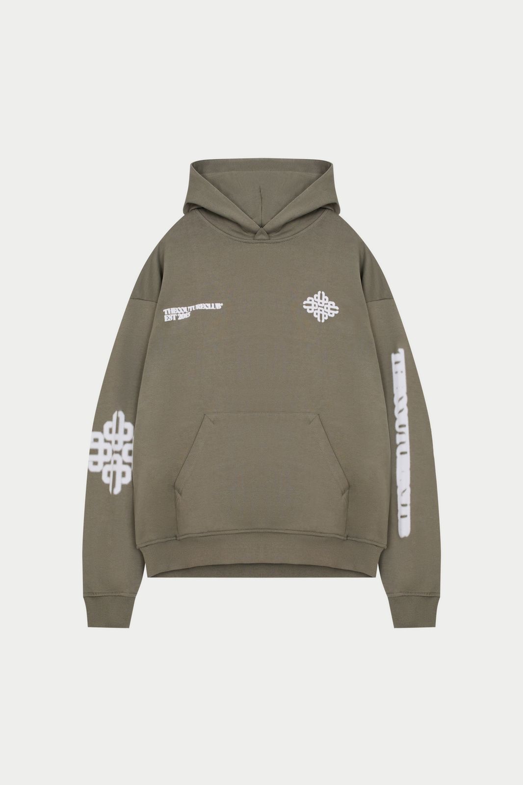 BLURRED EMBLEM GRAPHIC HOODIE - KHAKI