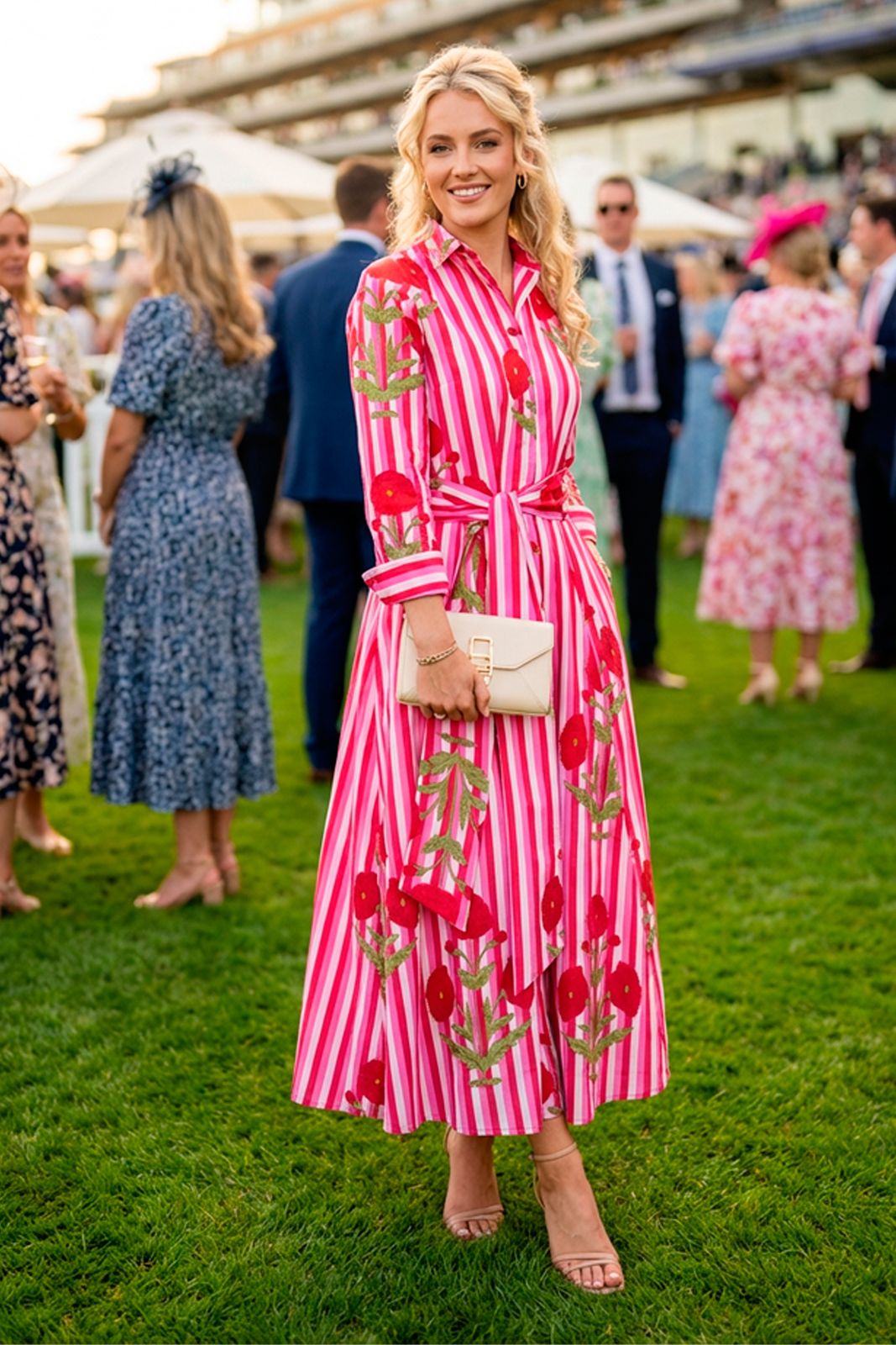 Cotton Marigold Dress in Pink & Red