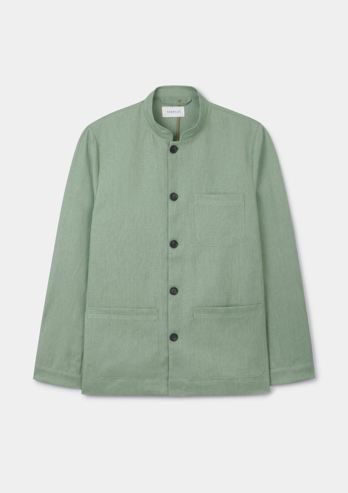 Ash Green Linen Casual Nehru Jacket