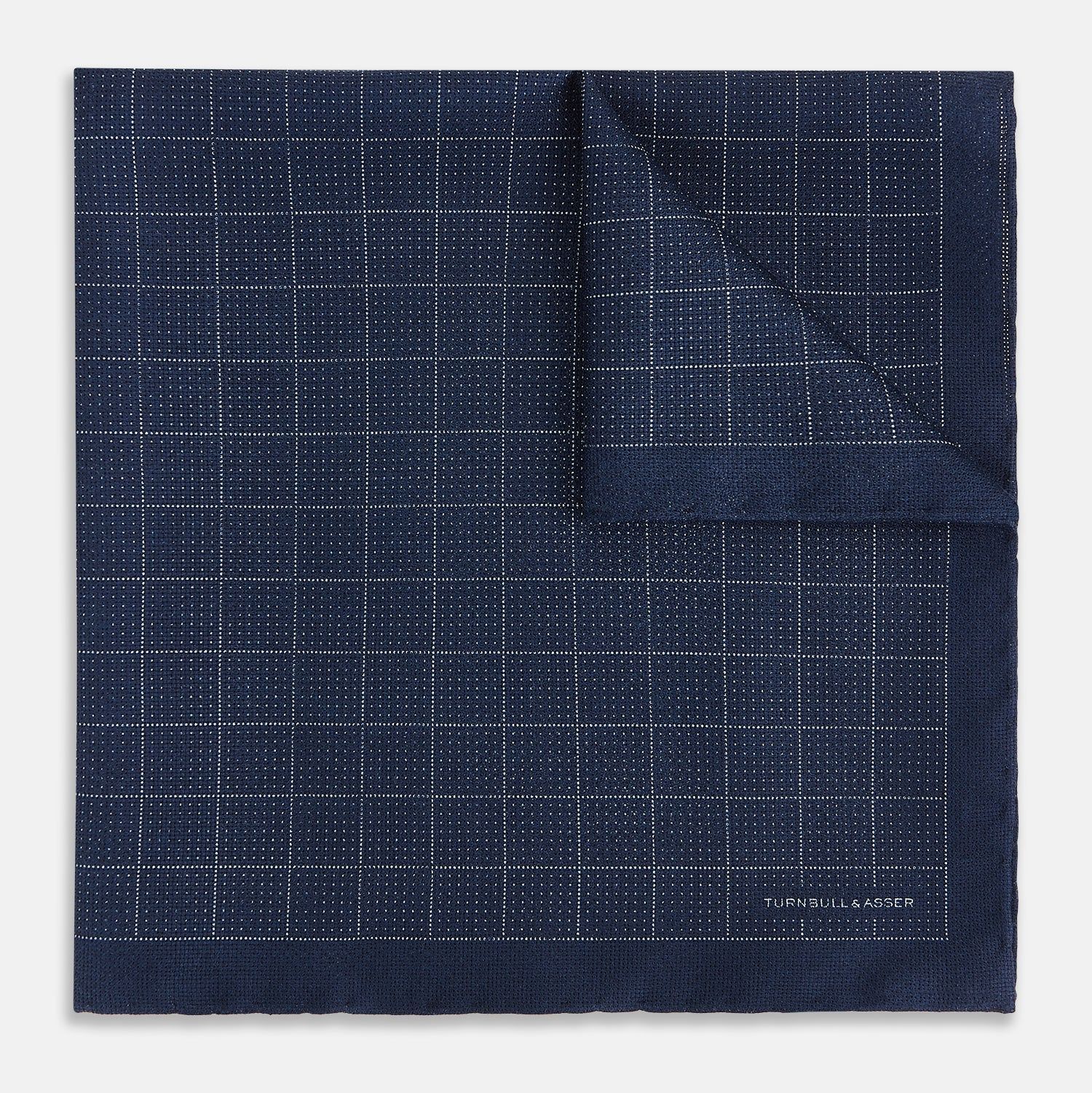Checked Blue Pocket Square in Silk