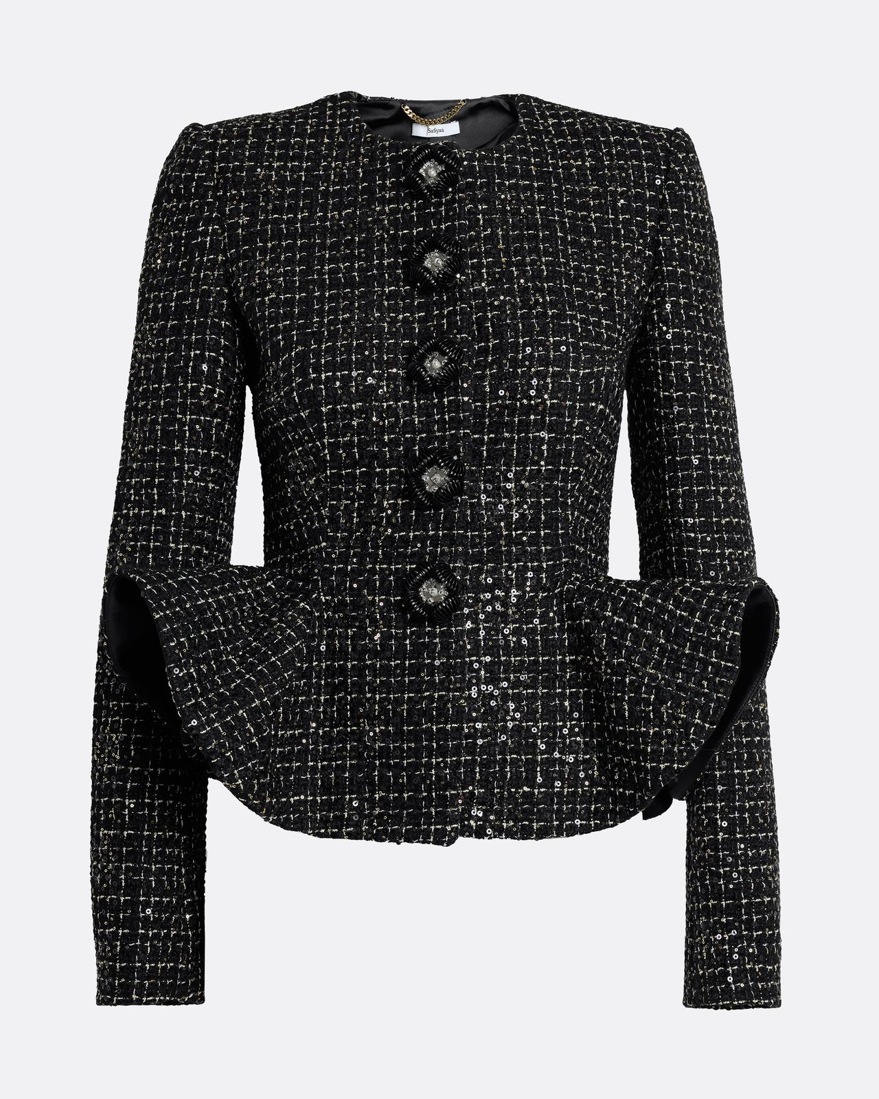 Tomomi Jacket In Black & Gold With Black Pearl
