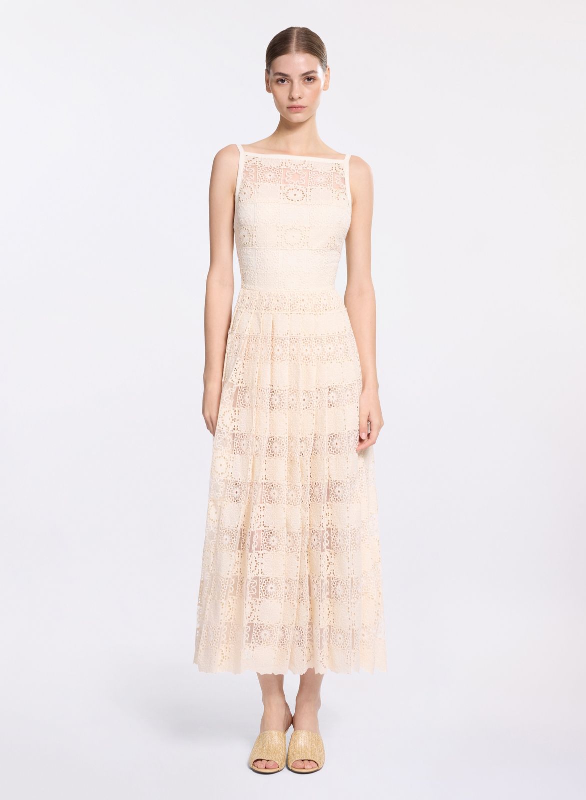 Cotton Embroidered Macramé Dress