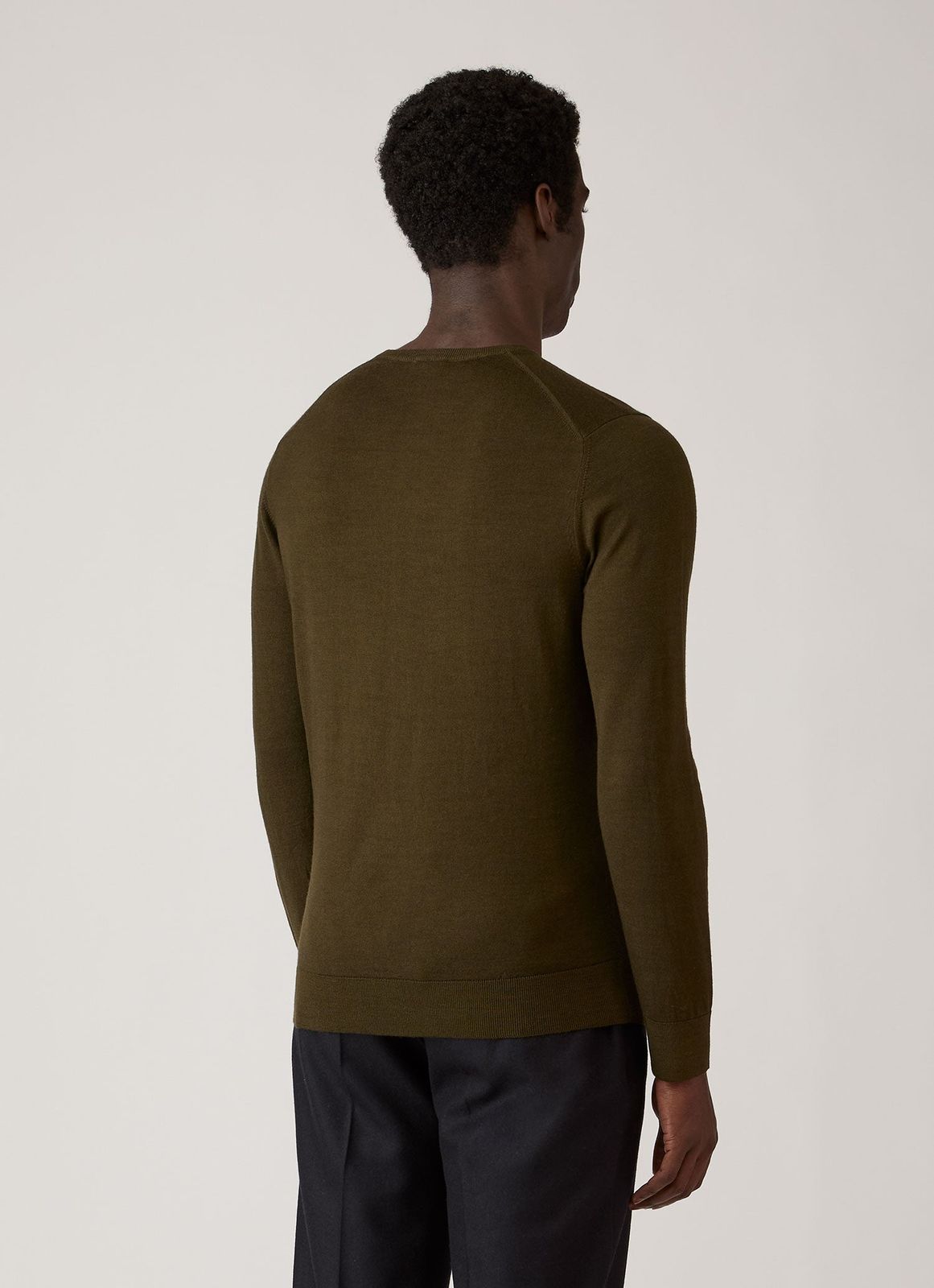 Men's Extra-Fine Merino Jumper in Loden Green