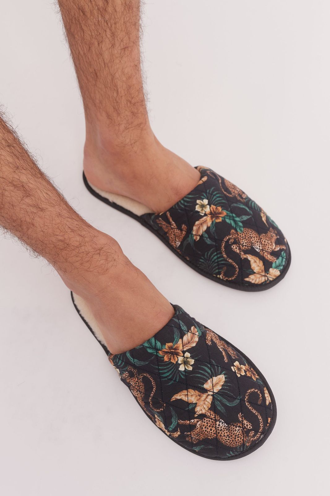 Men's Slippers Soleia Leopard Print Black/Yellow