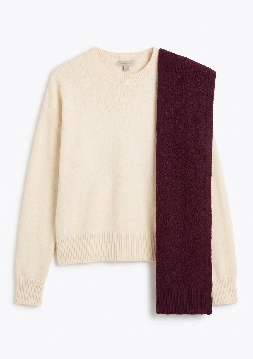 Pointelle Scarf In Bordeaux Burgundy