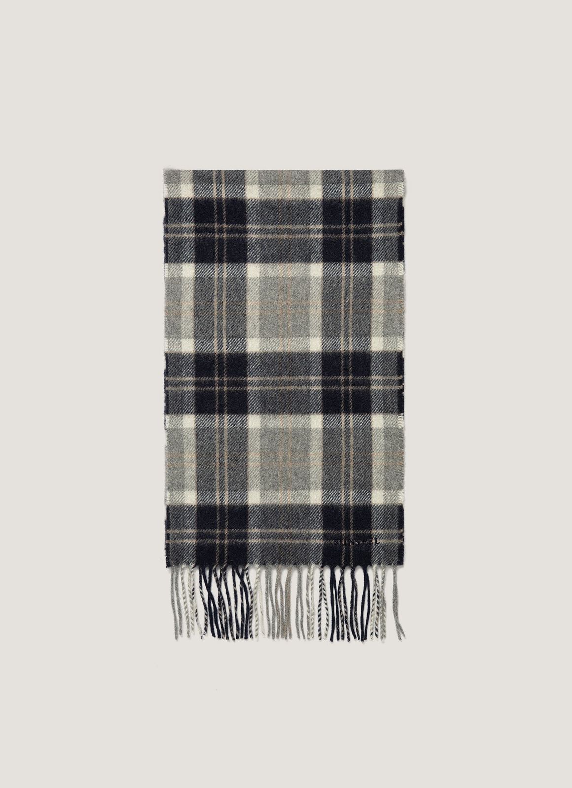 Men's Cashmere Scarf in Navy Check
