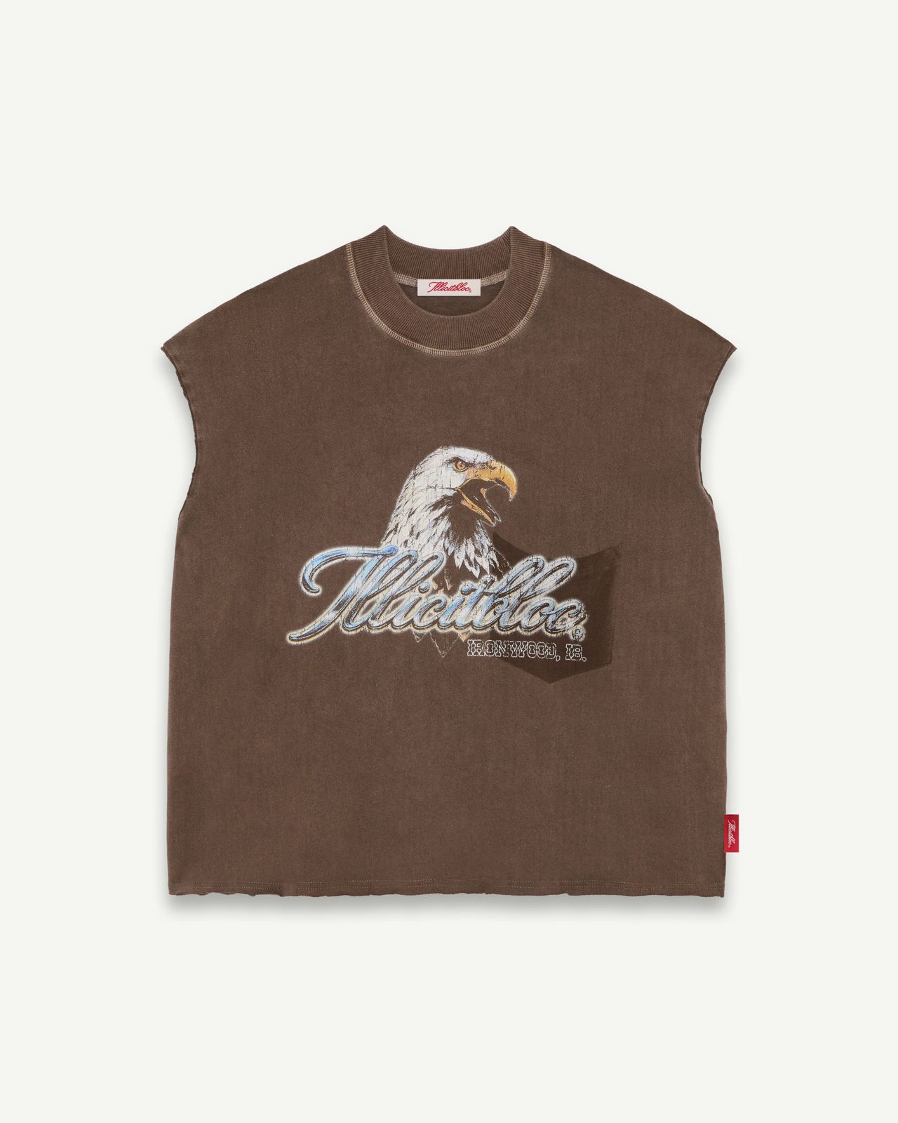 CHROME FEATHERKNIT™ RAW HEM TANK - WASHED BROWN