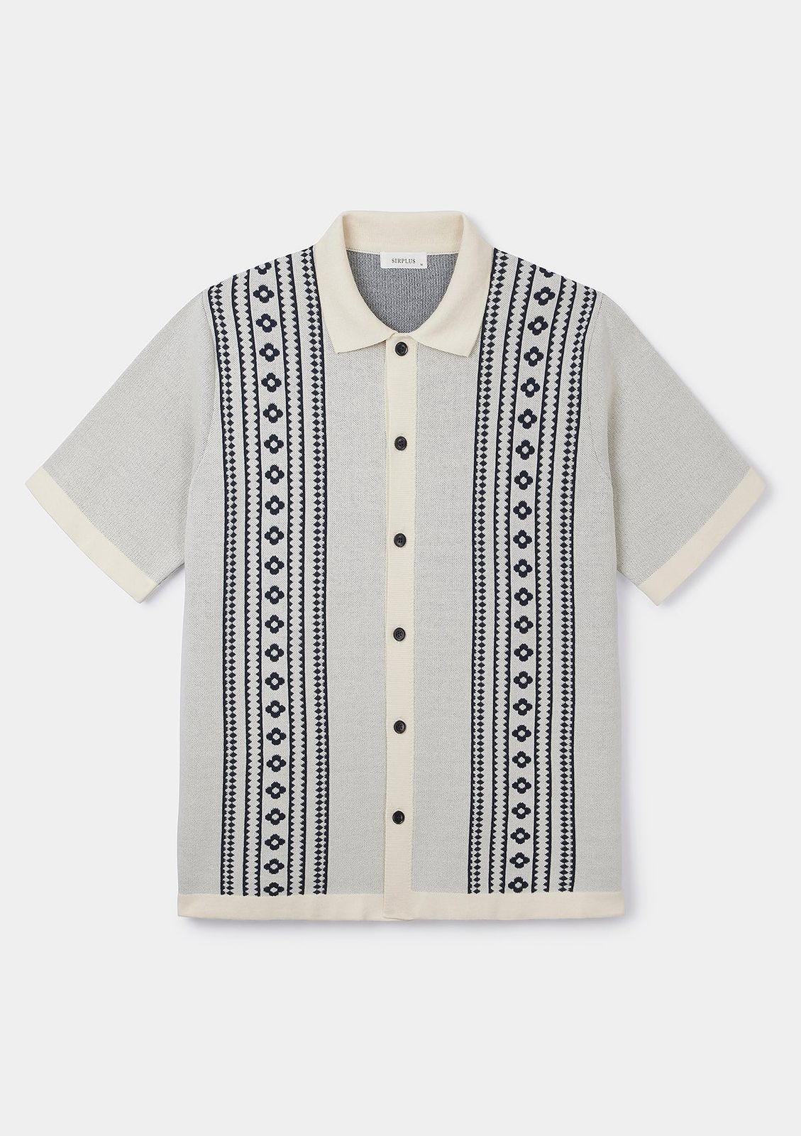 Navy Flower Jacquard Polo