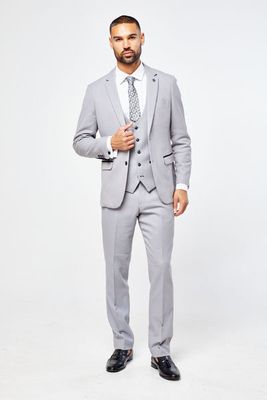 Edwin Silver Grey Notch Lapel Three Piece Suit