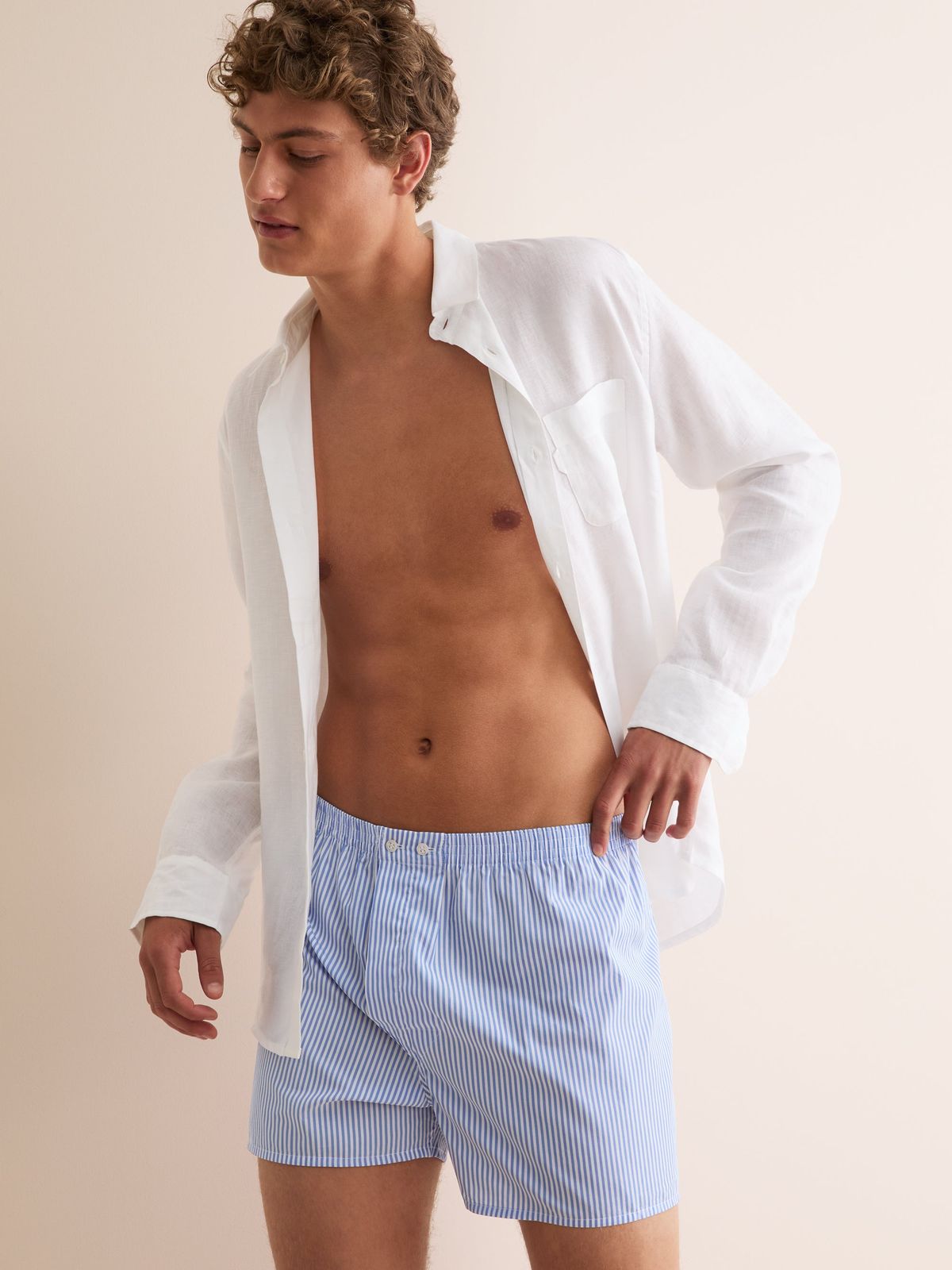 James Cotton Classic Fit Boxers Blue & White Stripe