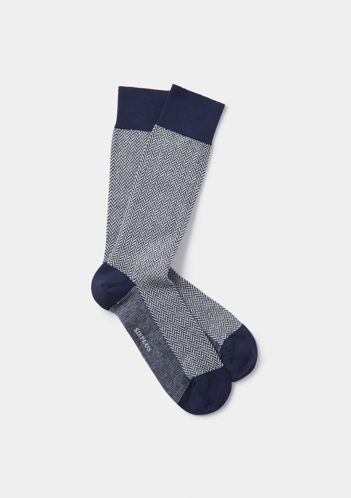 Navy Cotton Herringbone Socks