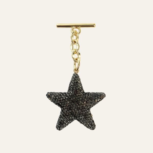 Sparkle Star Tassel | Charcoal with Gold hardware