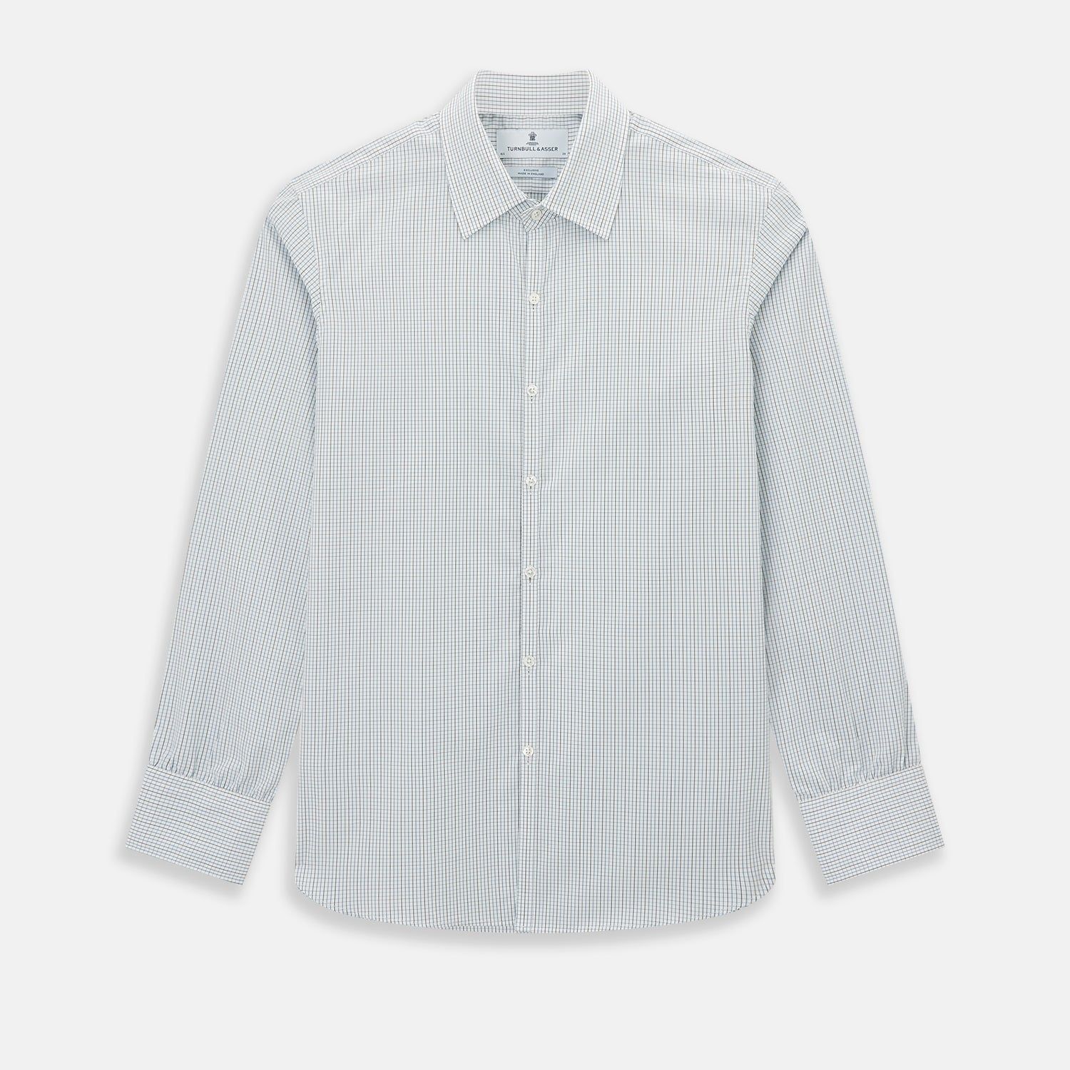 Pale Blue and Navy Grid Check Westminster Shirt